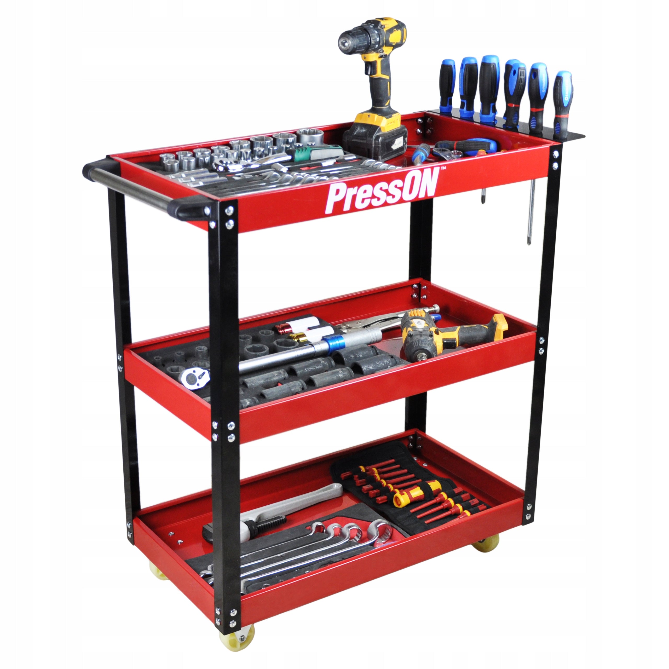 WORKSHOP TROLLEY 3 SHELVES TOOL SERVICE CABINET