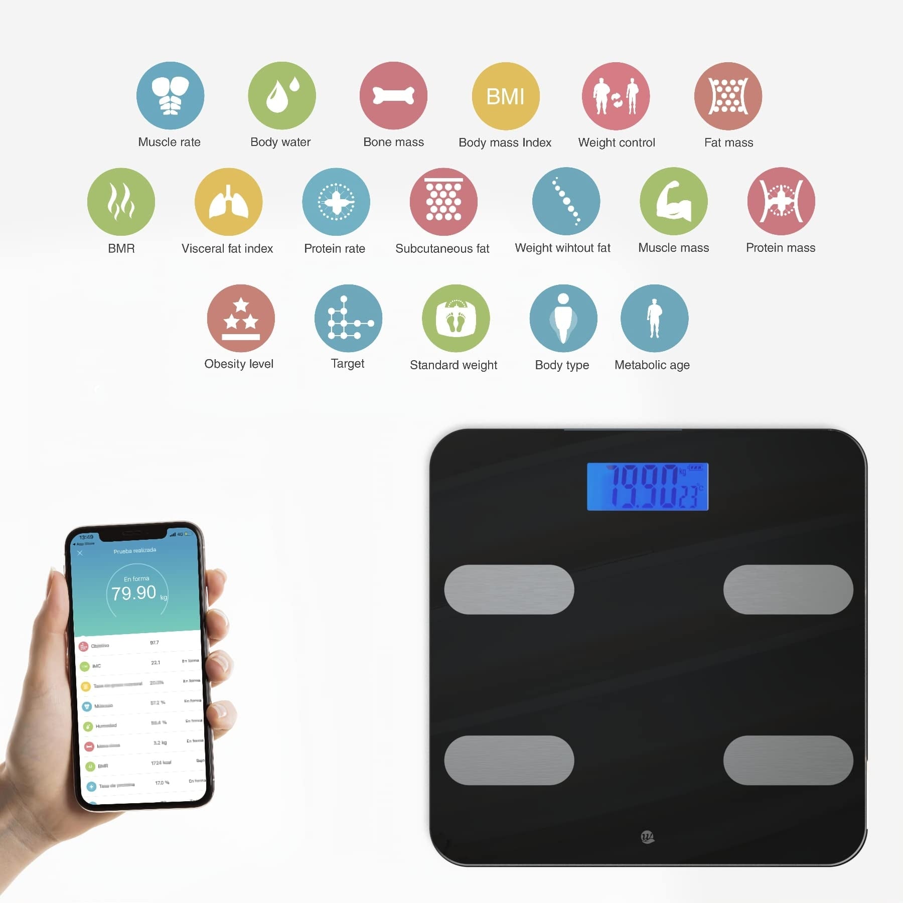 WOTTOCARE Digital Bathroom Scale 150kg with Application Brand no brand