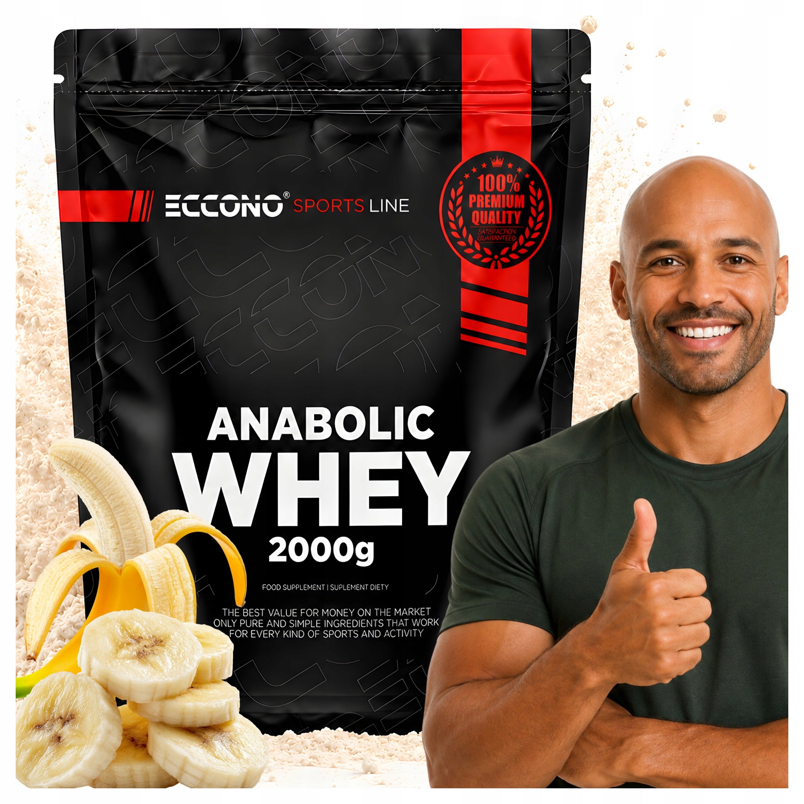 WPC PROTEIN SUPPLEMENT ECCONO ANABOLIC WHEY PROTEIN 2000G FOR BANANA TRAINING