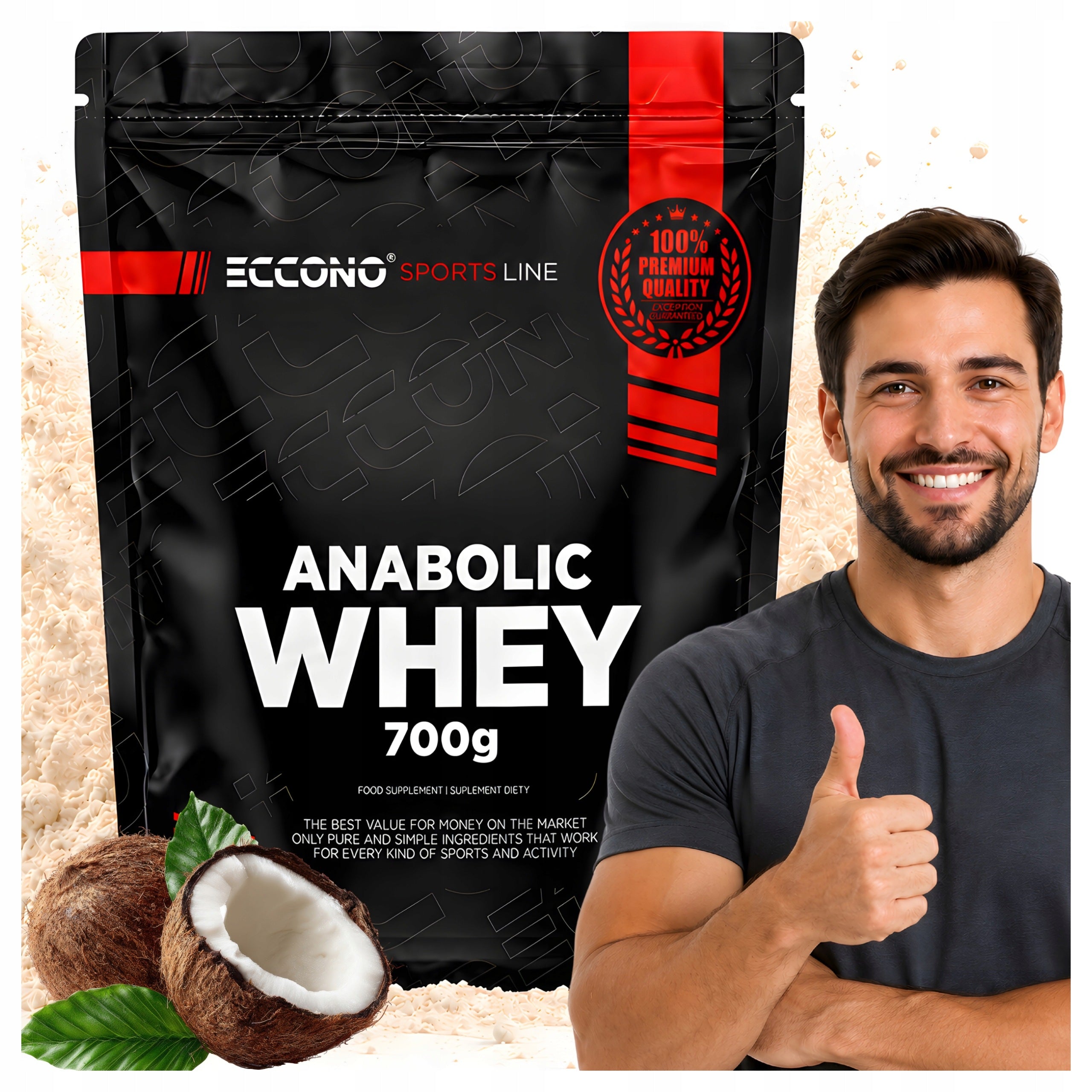 WPC PROTEIN SUPPLEMENT ECCONO ANABOLIC WHEY PROTEIN 700G FOR COCONUT TRAINING