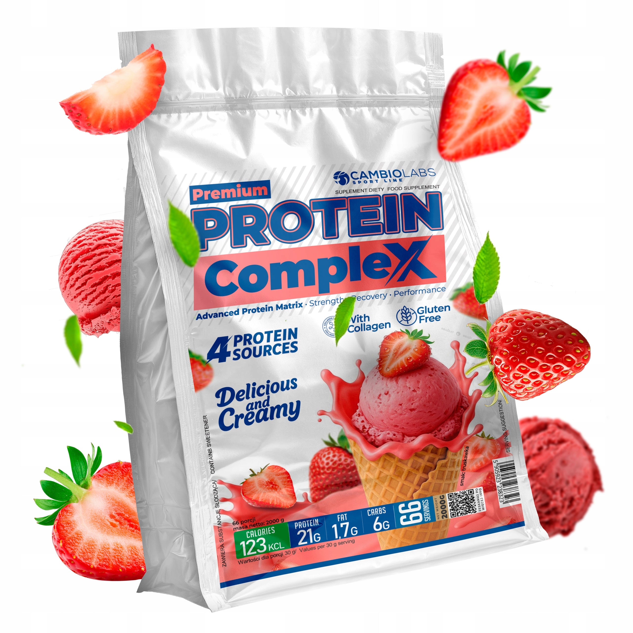 WPC Protein Conditioner 4 in 1 Beef Collagen 2kg 66 Servings Strawberry Ice Cream