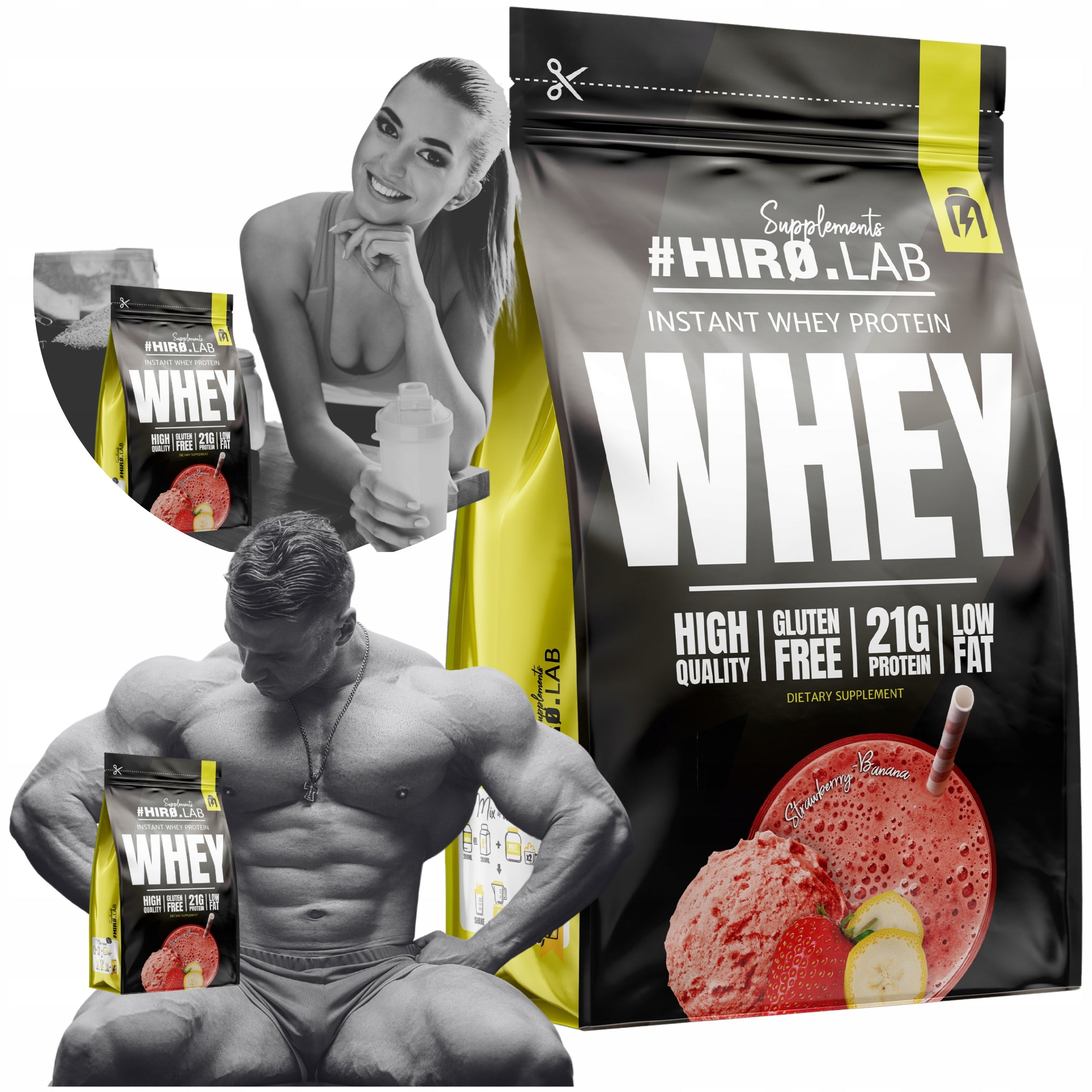 WPC Protein Conditioner HIRO.LAB 750g Strawberry Banana Whey Protein 25p