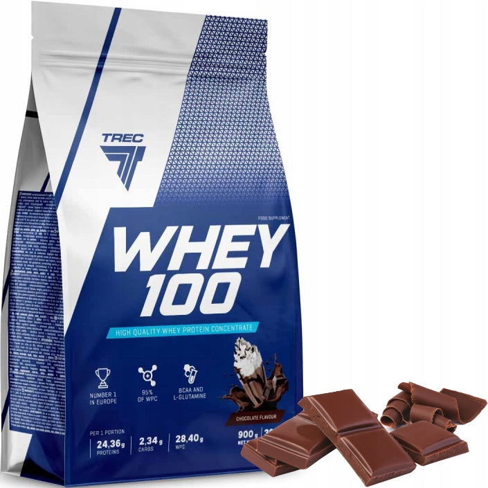 WPC Trec Whey 100 900g DELICIOUS PROTEIN PROTEINS FOR MASS CHOCOLATE MUSCLES