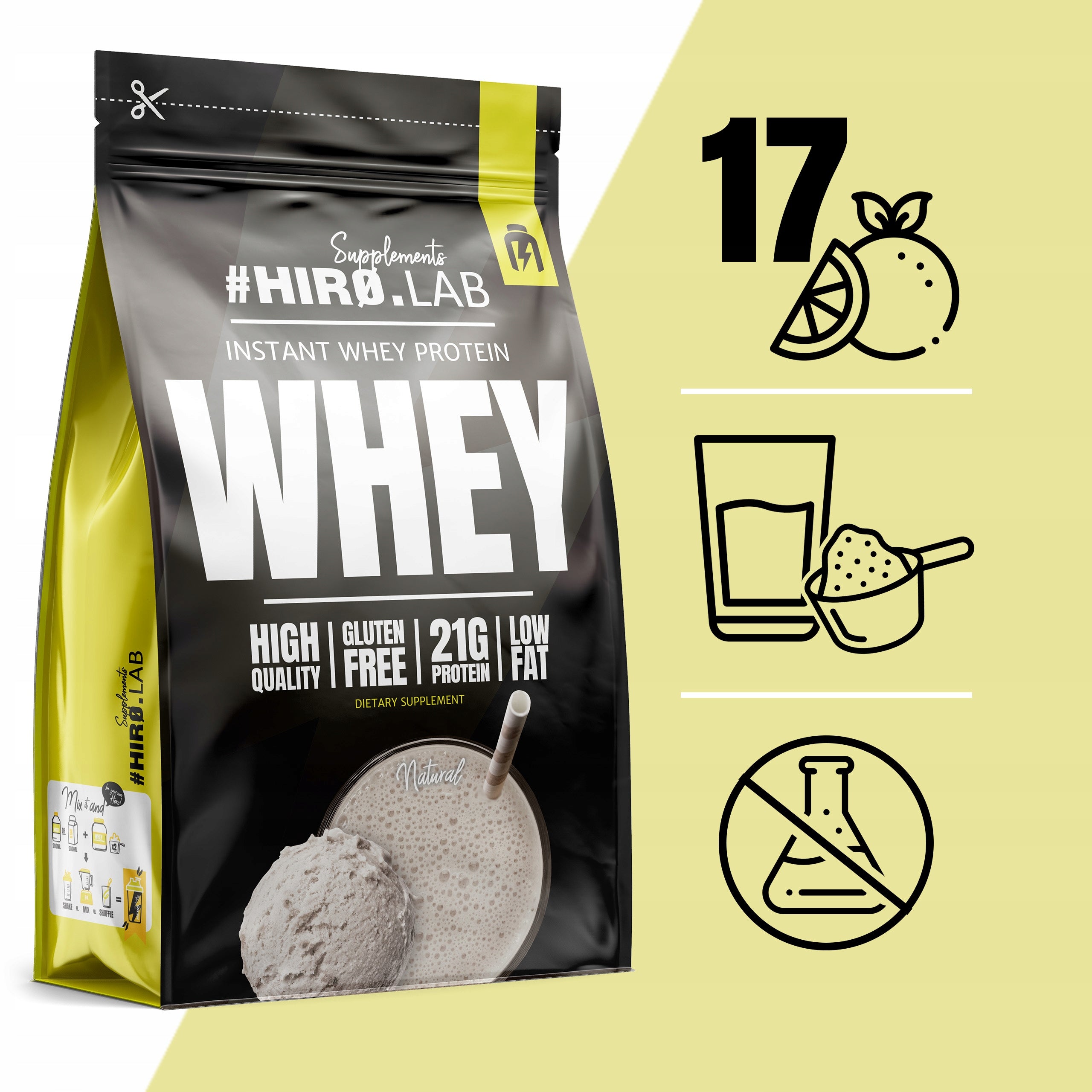 WPC Whey Protein 750g HIRO.LAB Whey Protein Natural Flavor Expiration date at least 1 year from the date of purchase