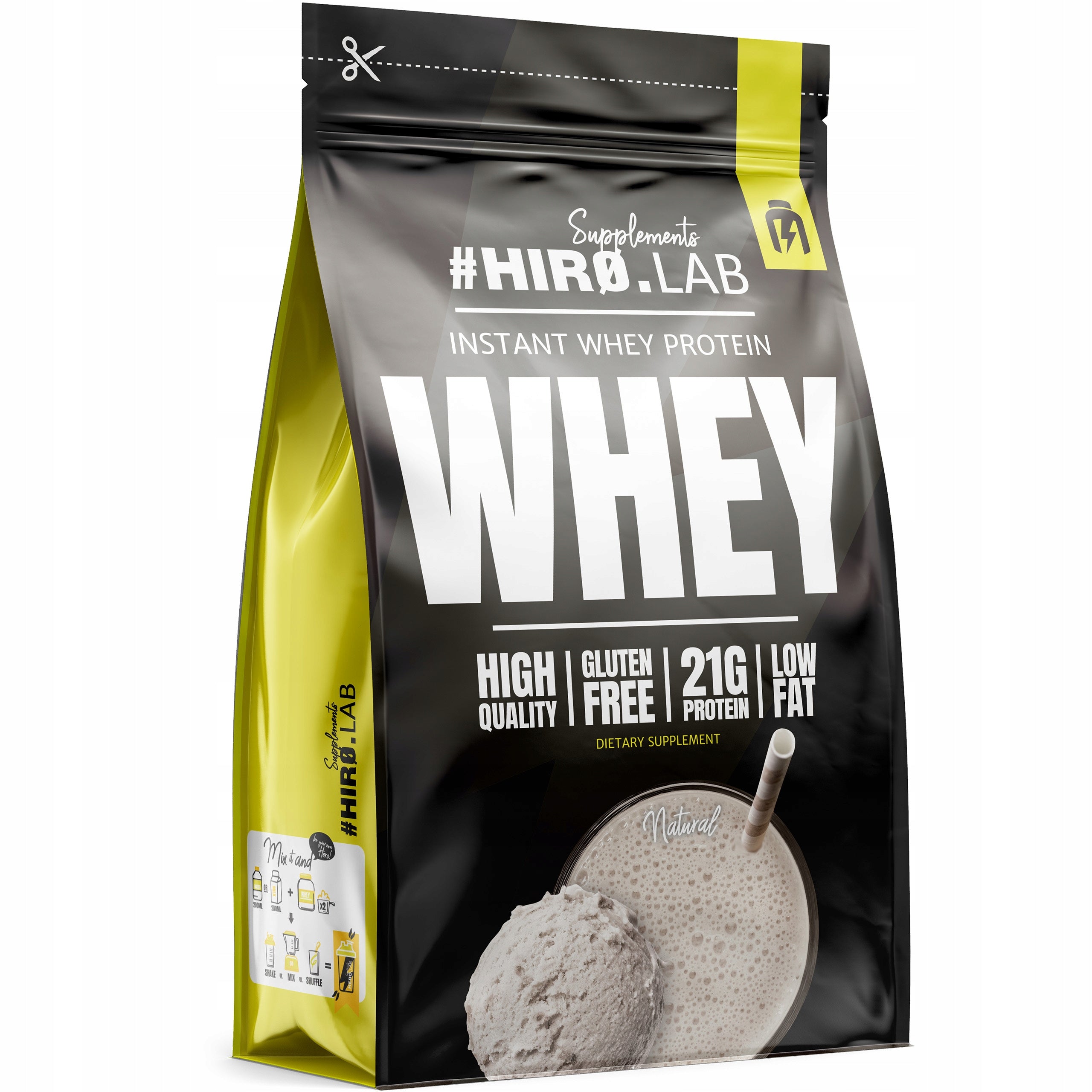 WPC Whey Protein 750g HIRO.LAB Whey Protein Natural Flavor Packaging status original