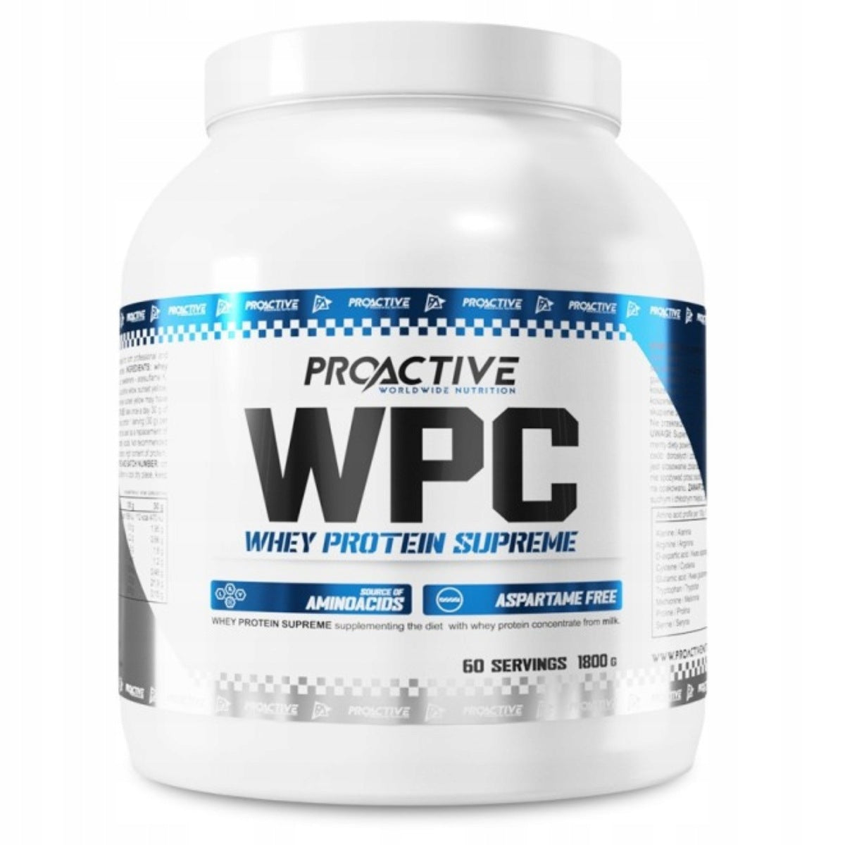 WPC whey protein supplement Proactive Whey 1800g WHITE CHOCOLATE Expiration date not specified