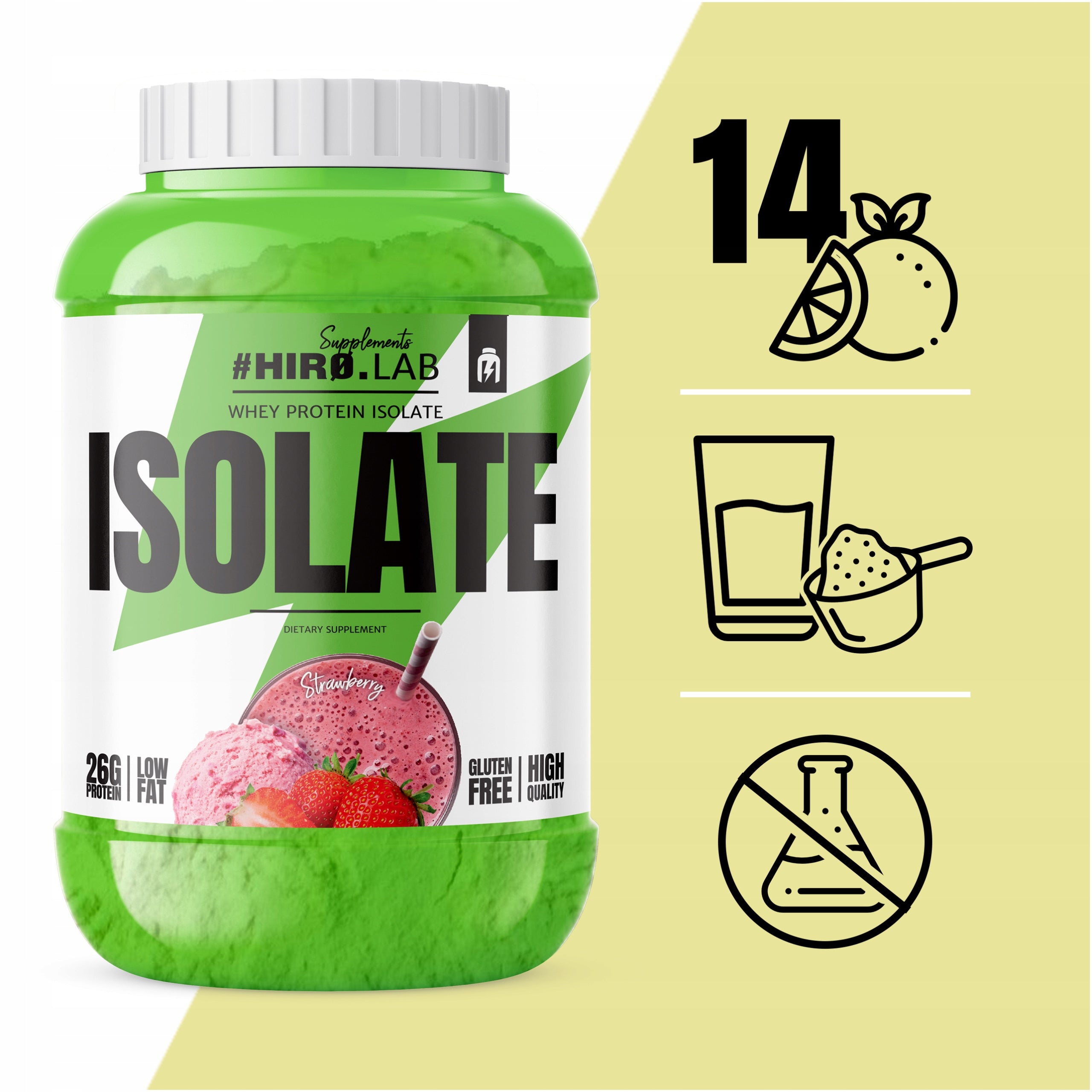 WPI Whey Protein Isolate Conditioner Isolate 1800 g HIRO Strawberry Packaging status original