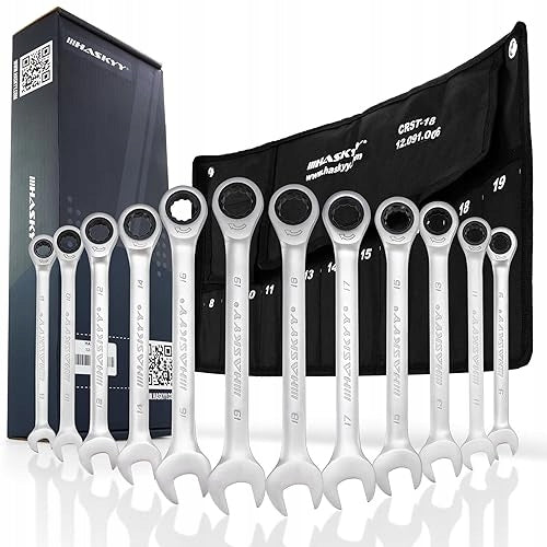 WRENCHES FLAT EYE RATCHET SET OF 12 PCS. 8 19 MM STEEL FOR MECHANIC