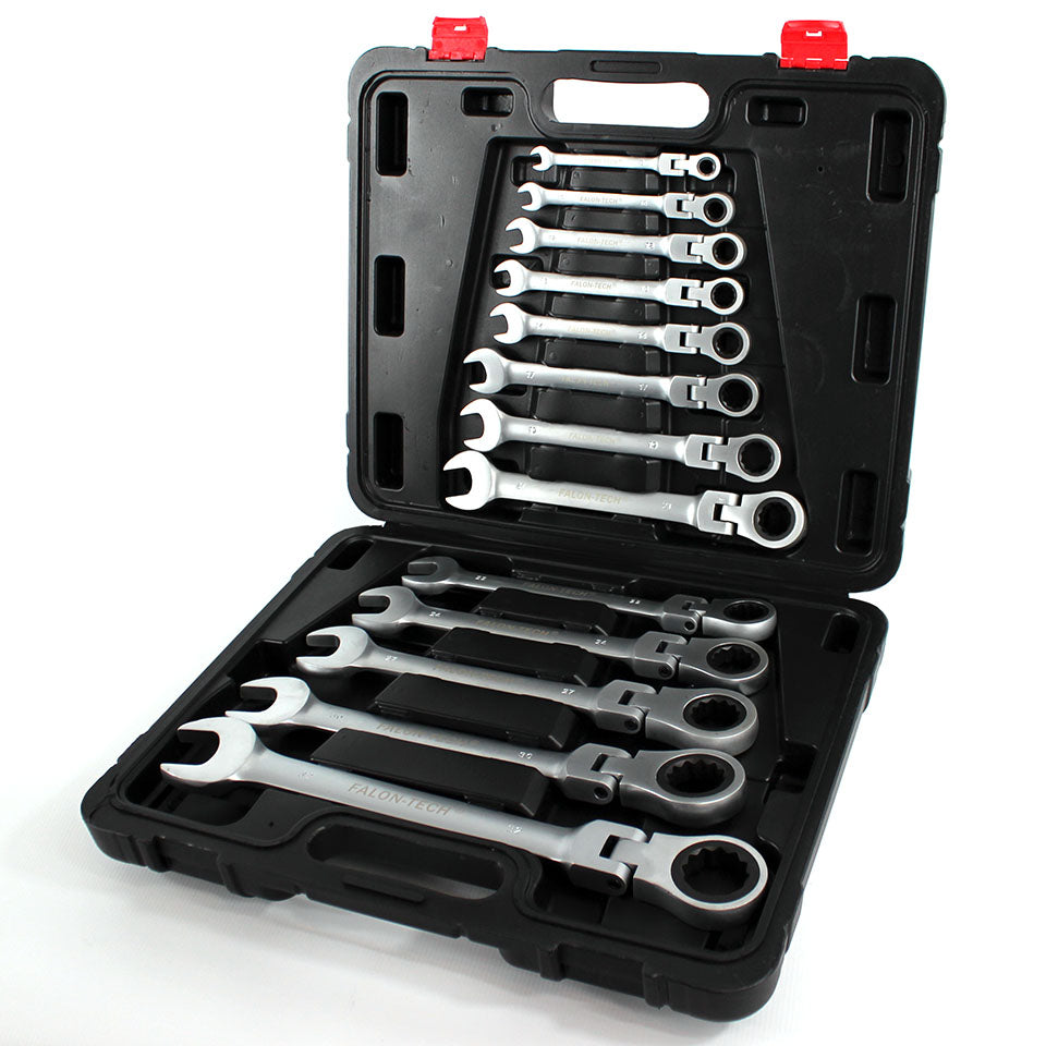 WRENCHES FLAT EYELET SET WITH RATCHET BROKEN SUITCASE 8-32 mm 13el