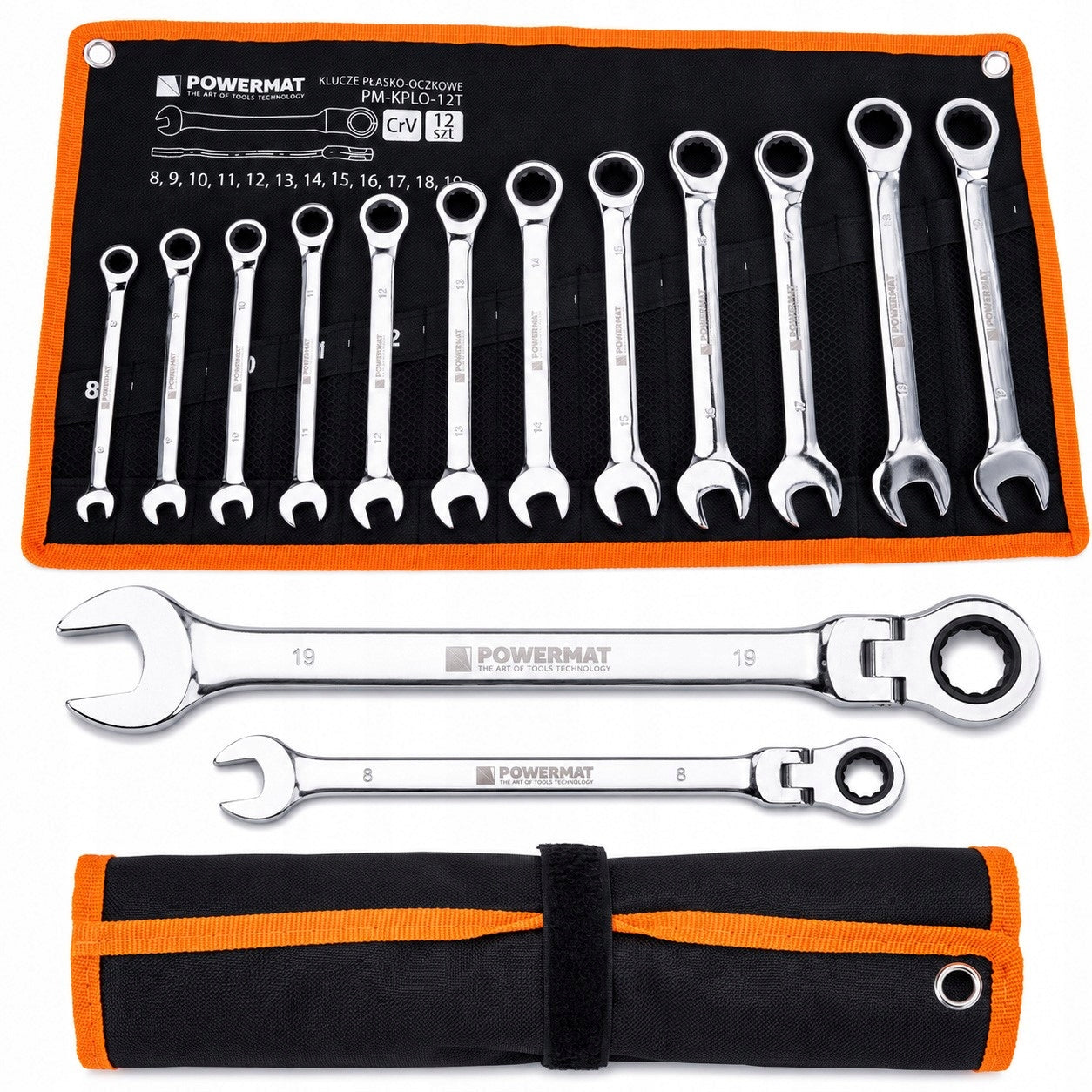 WRENCHES WITH RATCHET SET OF KEYS SET 12EL. 8-19MM CrV