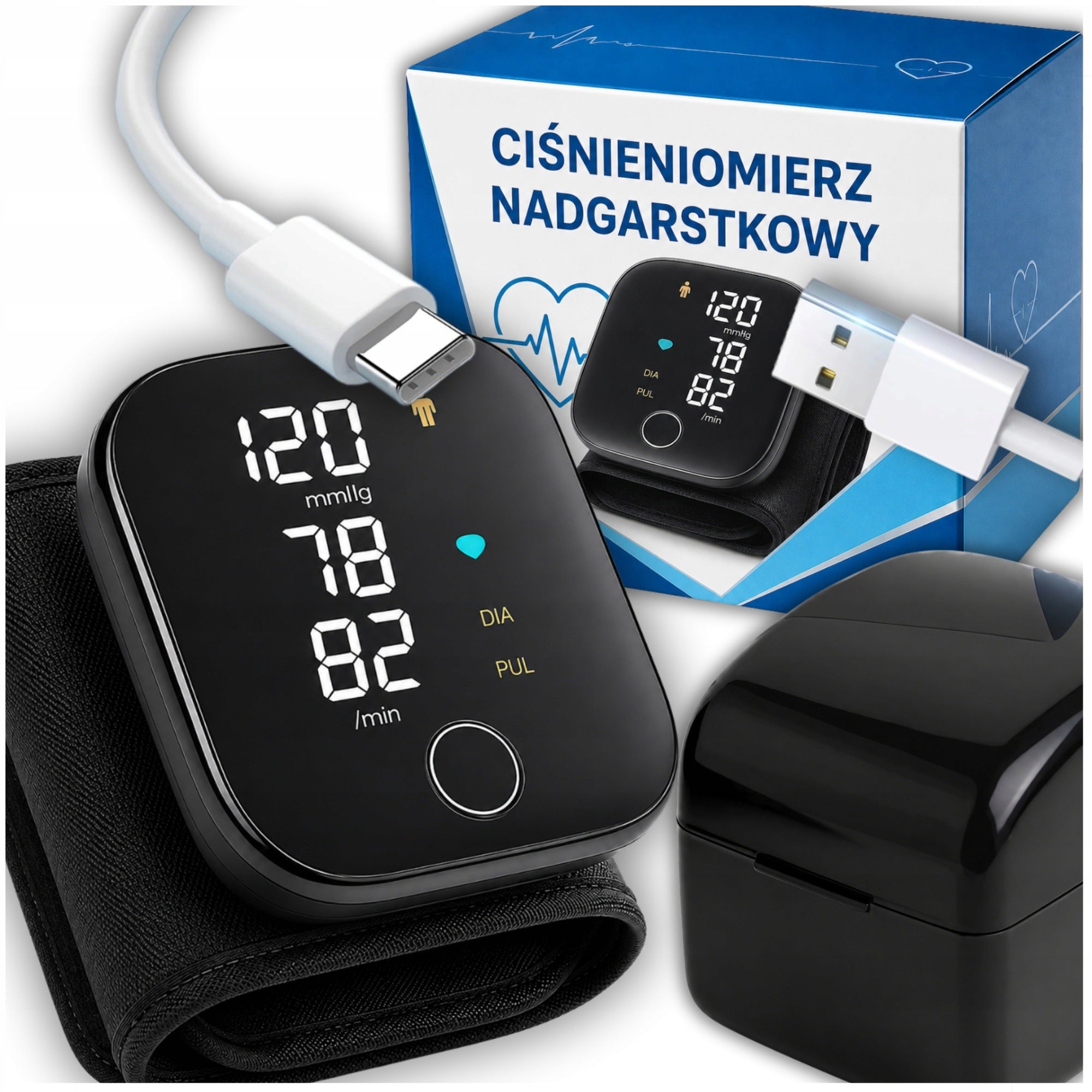 WRIST BLOOD PRESSURE MONITOR ELECTRONIC AUTOMATIC READABLE LCD SCREEN
