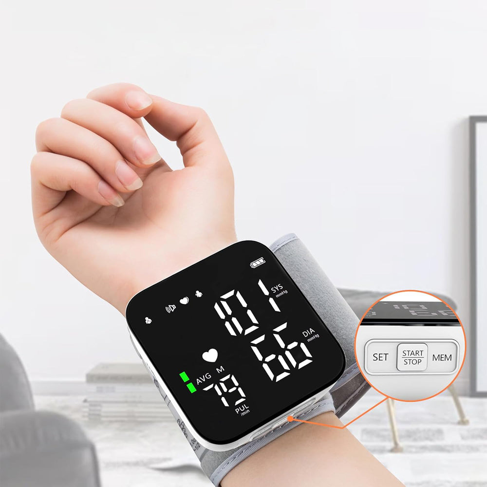WRIST BLOOD PRESSURE MONITOR ELECTRONIC LCD CASE USB ACCUMULATOR SOUND Medical device no