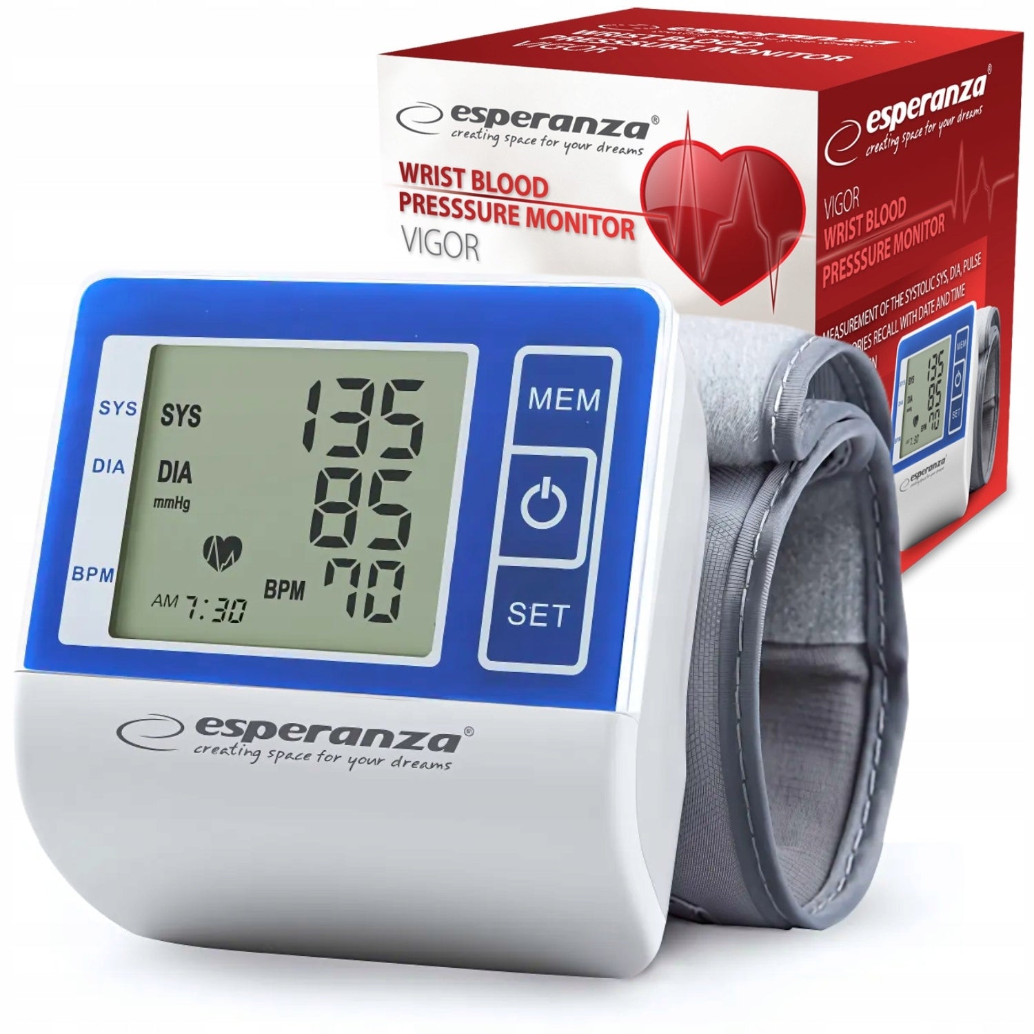 WRIST BLOOD PRESSURE MONITOR Electronic LARGE LCD DISPLAY