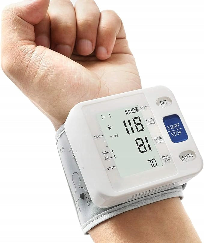 WRIST BLOOD PRESSURE MONITOR Electronic with case White Arsimai LCD screen