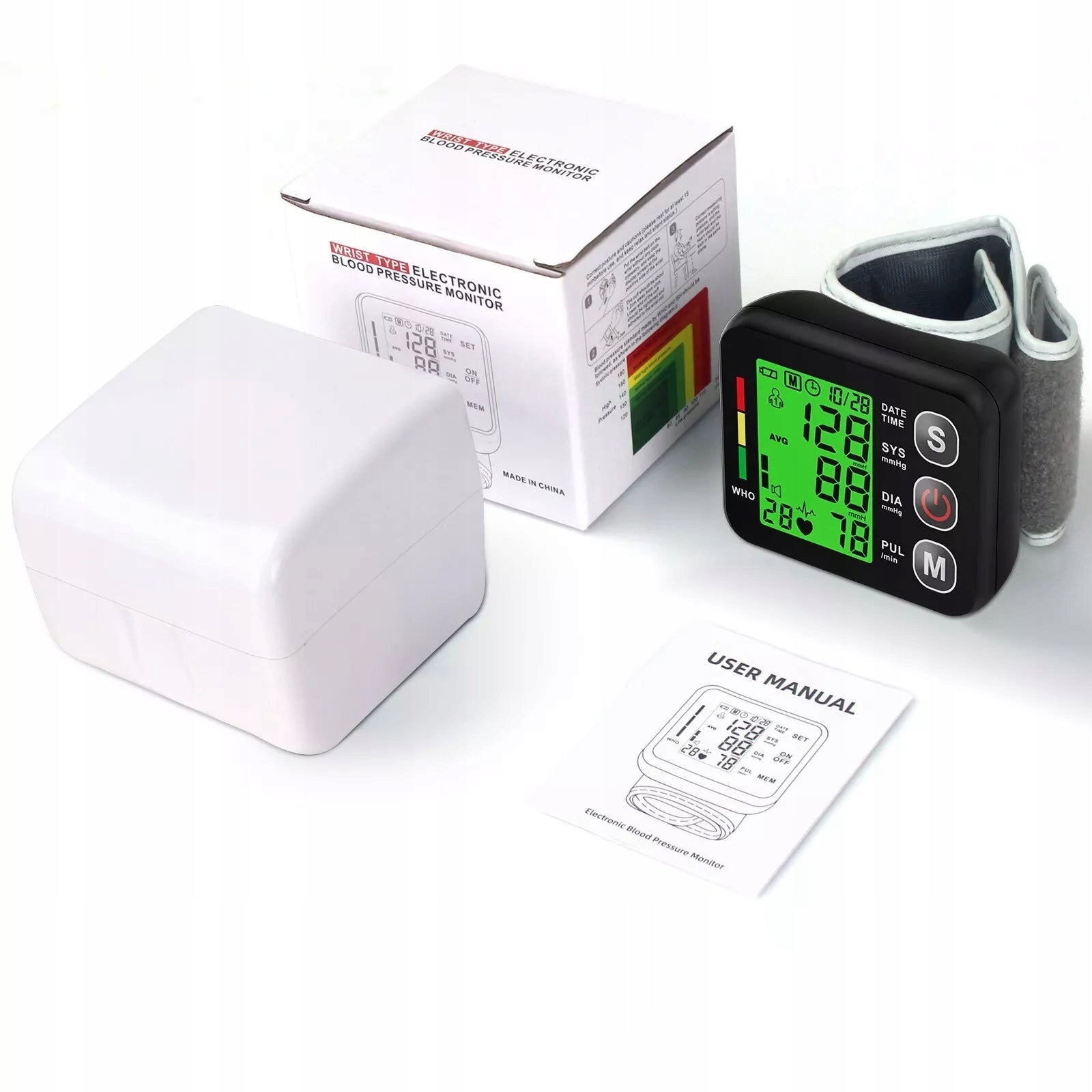 WRIST BLOOD PRESSURE MONITOR, PORTABLE WRIST BLOOD PRESSURE MONITOR ARRHYTHMIA Packaging status original