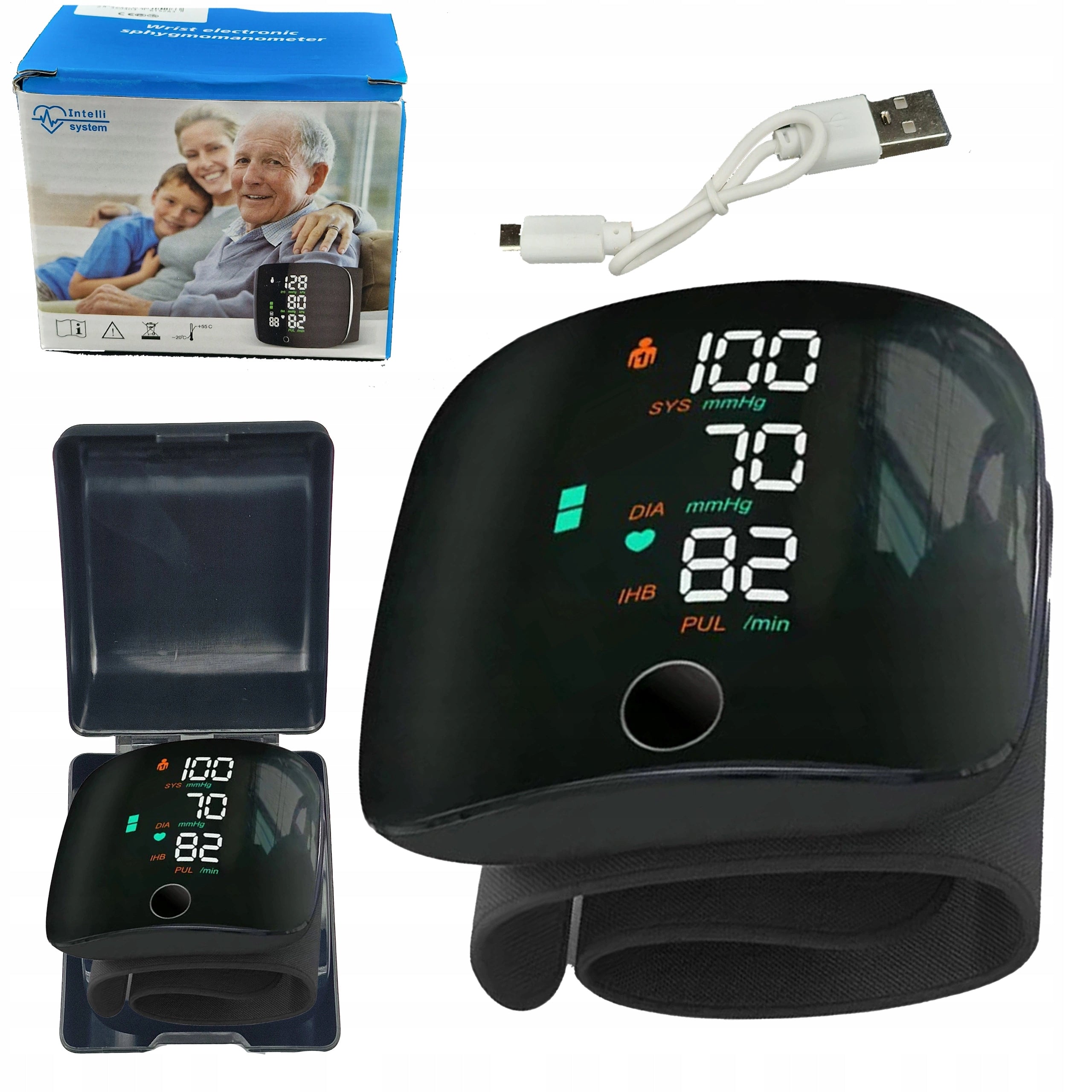 WRIST BLOOD PRESSURE MONITOR SPEAKS in Polish ARRHYTHMIA CASE BATTERY Medical device no