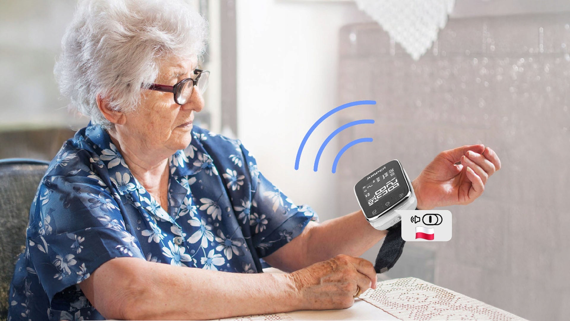 WRIST MEDICAL BLOOD Pressure Monitor Jumper HWA21 SPEAKS in Polish Application Packaging status original