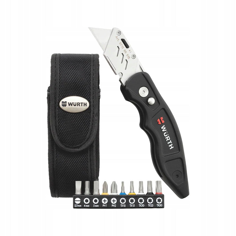 WURTH ASSEMBLY KNIFE WITH BITS AND CASE Knife set with trapezoidal blades Brand Wurth