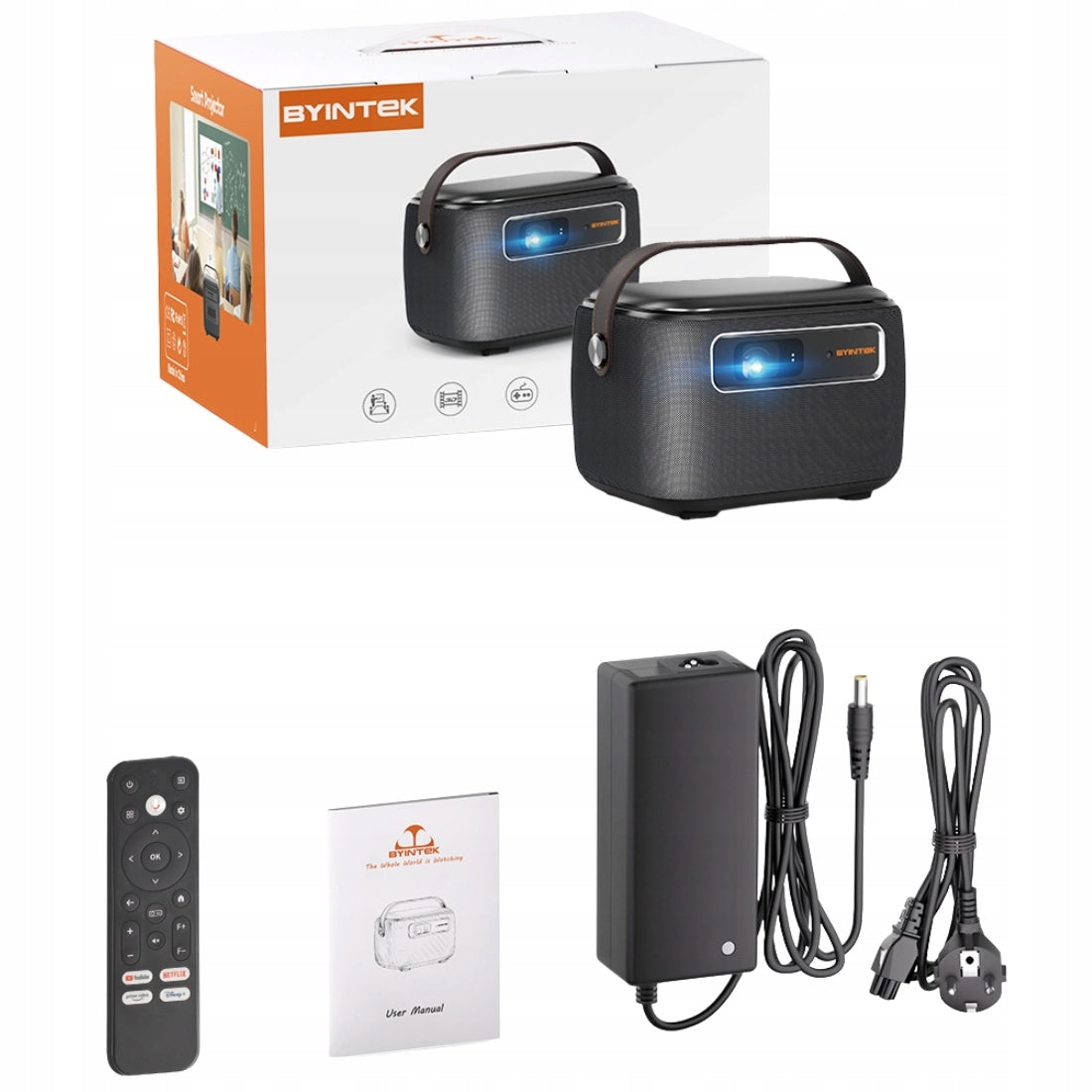 WXGA DLP 750 ANSI LED projector 15600 mAh GoogleTV 3D 11-300" 16:9 BYINTEK Packaging status original