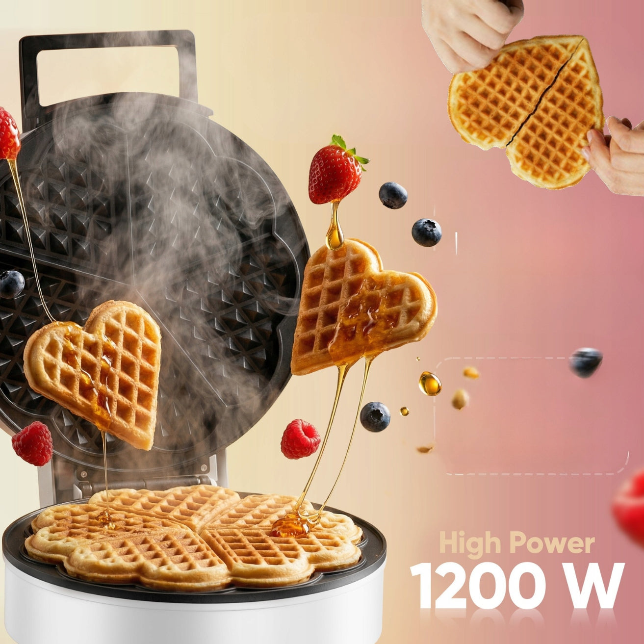 Waffle Iron Clatronic WA 1200W non-stick coating temperature control Packaging status original