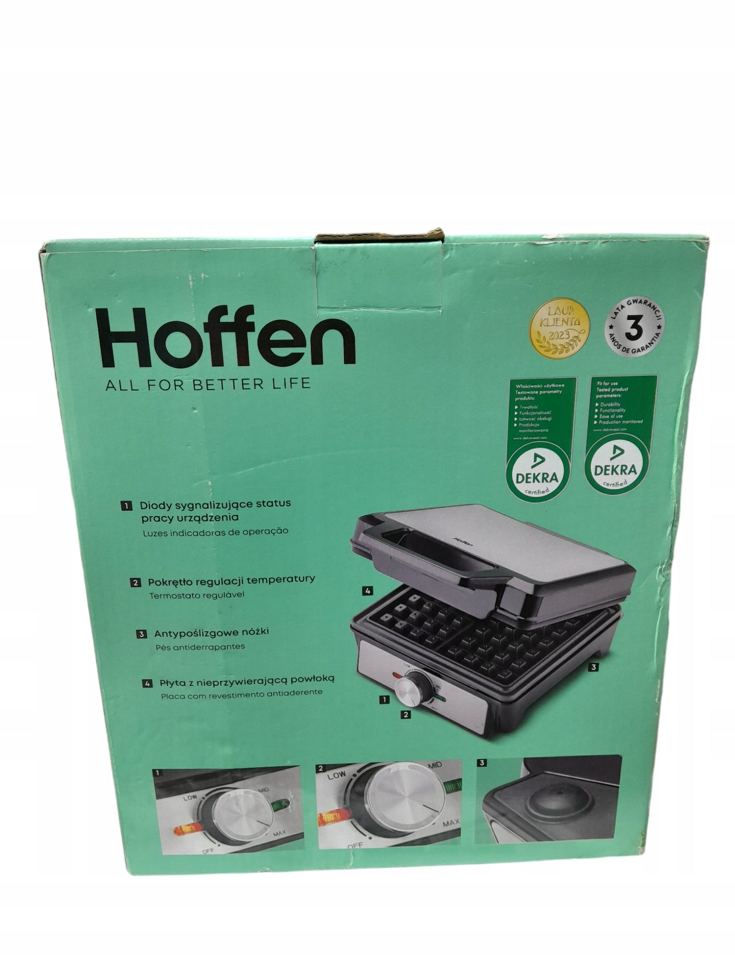 Waffle Iron Hoffen 1600 W silver/grey Manufacturer code wm-4356