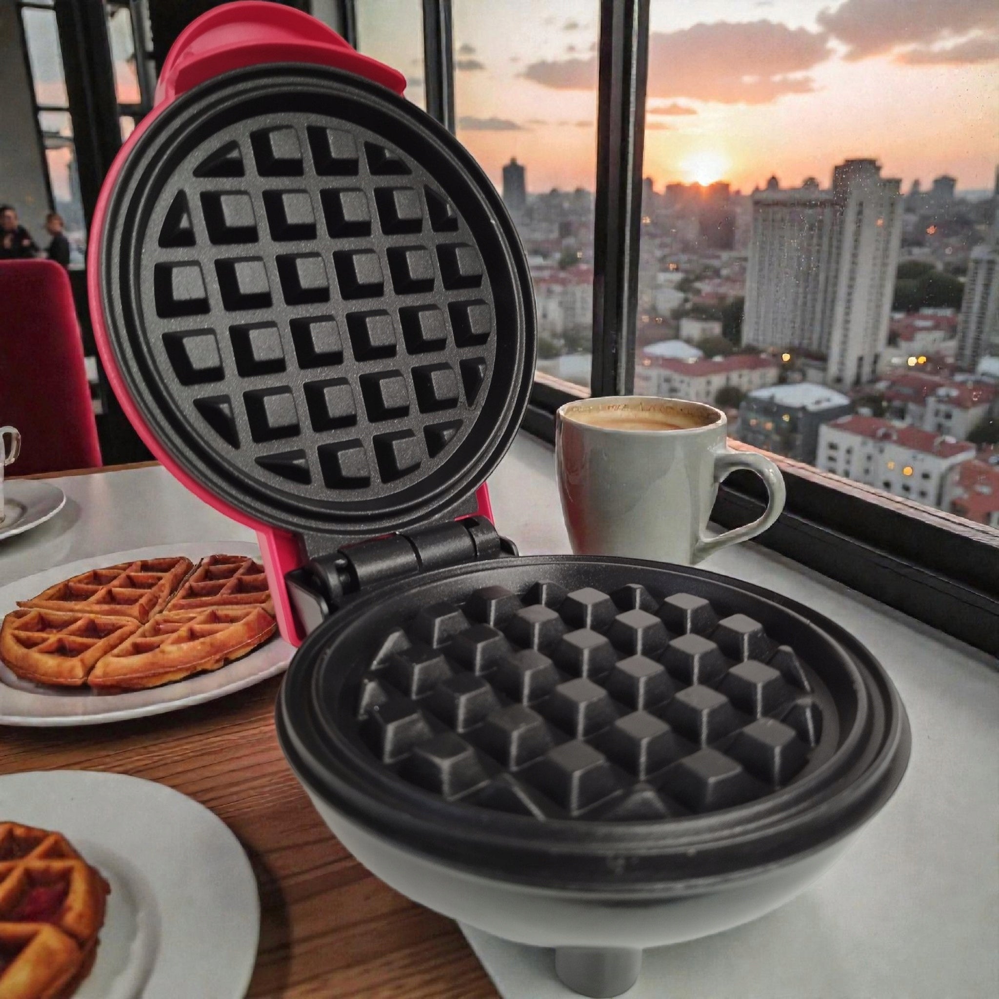 Waffle Maker 350W Mini Red Waffle Maker WQ-H603 Power rating 350 W
