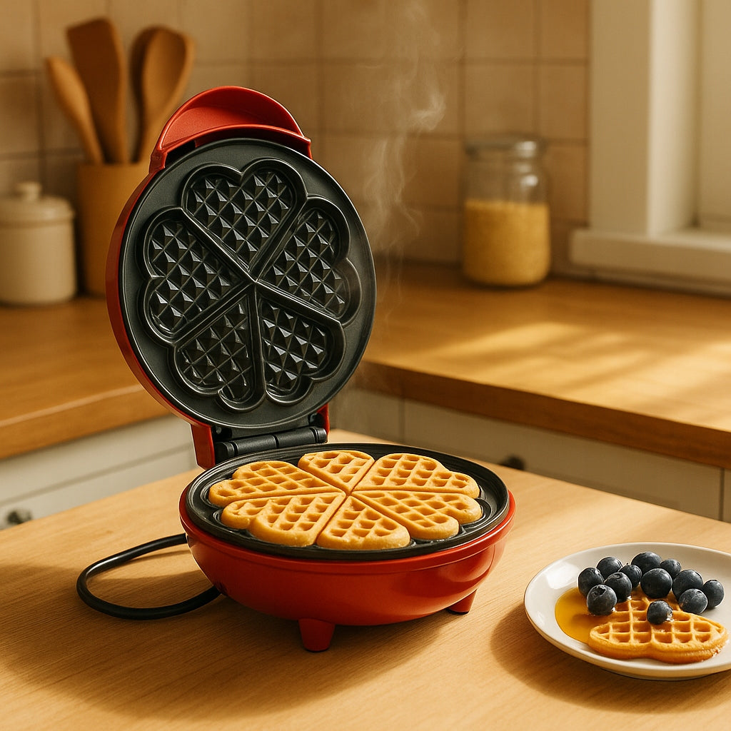 Waffle iron Hoffen 1000W with non-stick coating non-stick red Power rating 1000 W