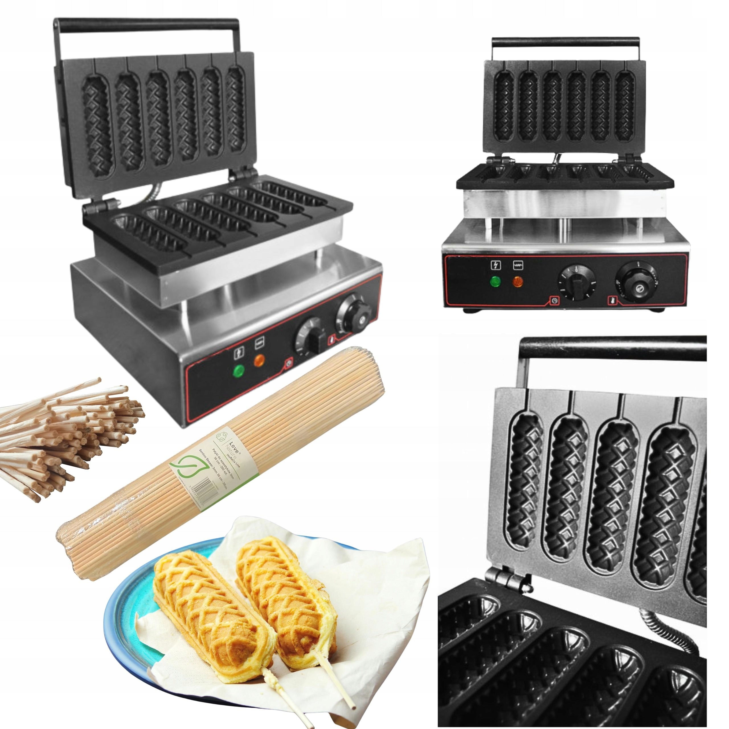 Waffle maker CORN DOG sausages in dough + Sticks Power rating 1500 W