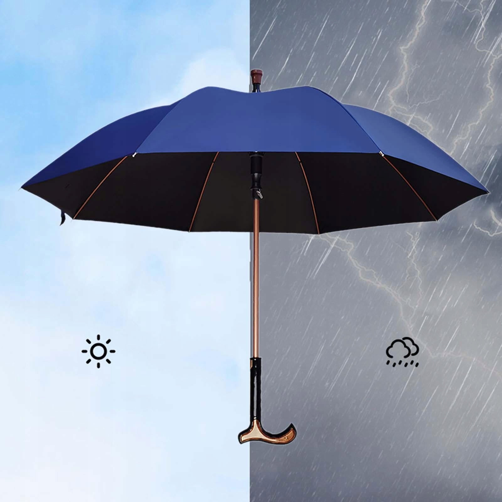 Walking Sticks Umbrella Windproof Large Umbrella Windbreak Ribs for Blue Diameter/width 8 cm