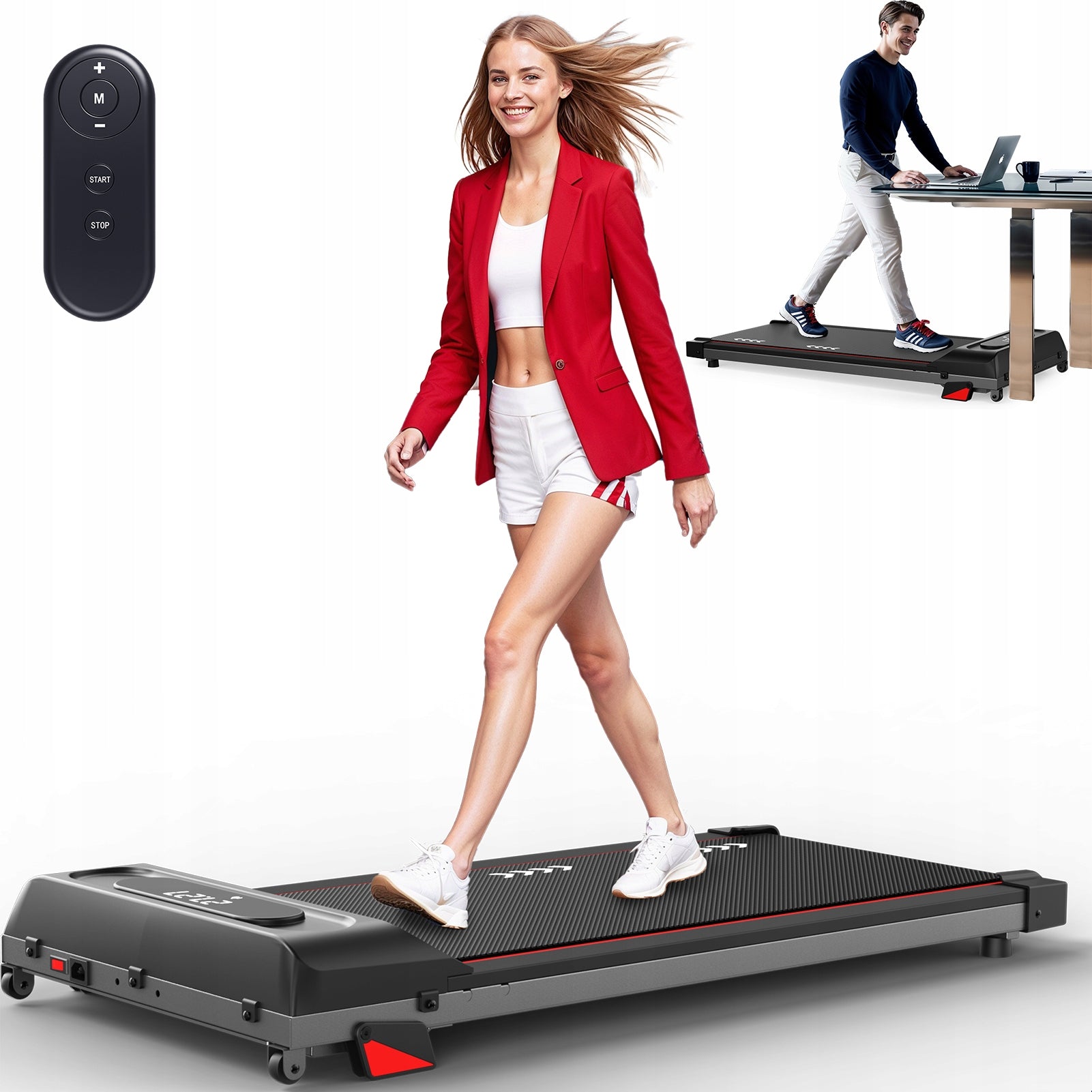 Walking Treadmill Under Desk Walking Pad 1-6 km/h, 100kg, 4% Incline