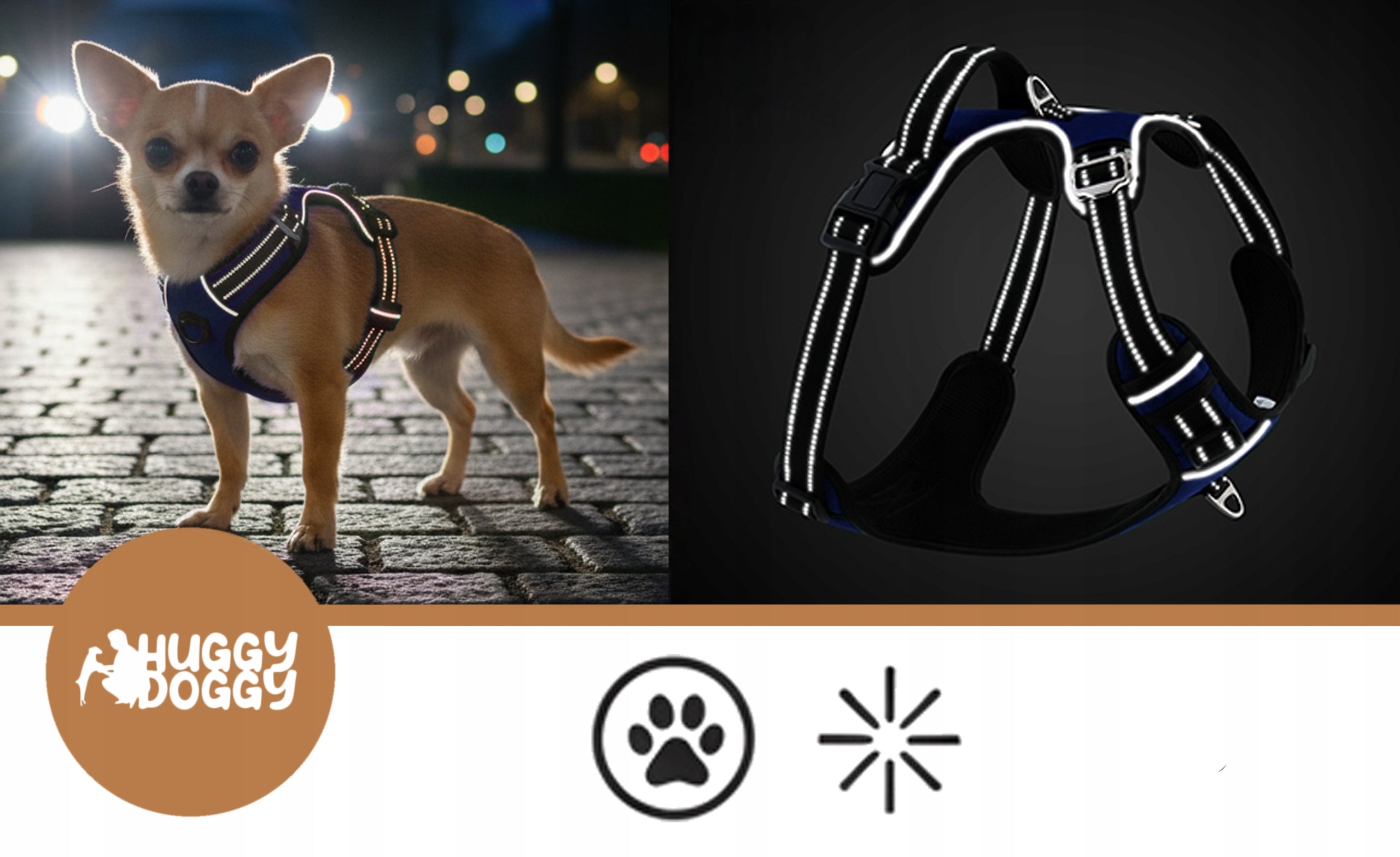 Walking harness for Maltese chihuahua type guard HUGGY DOGGY comfortable XS Trade name HUGGY DOGGY szelki spacerowe dla maltańczyka chihuahua typ guard wygodne XS szelki dla psa easy walk