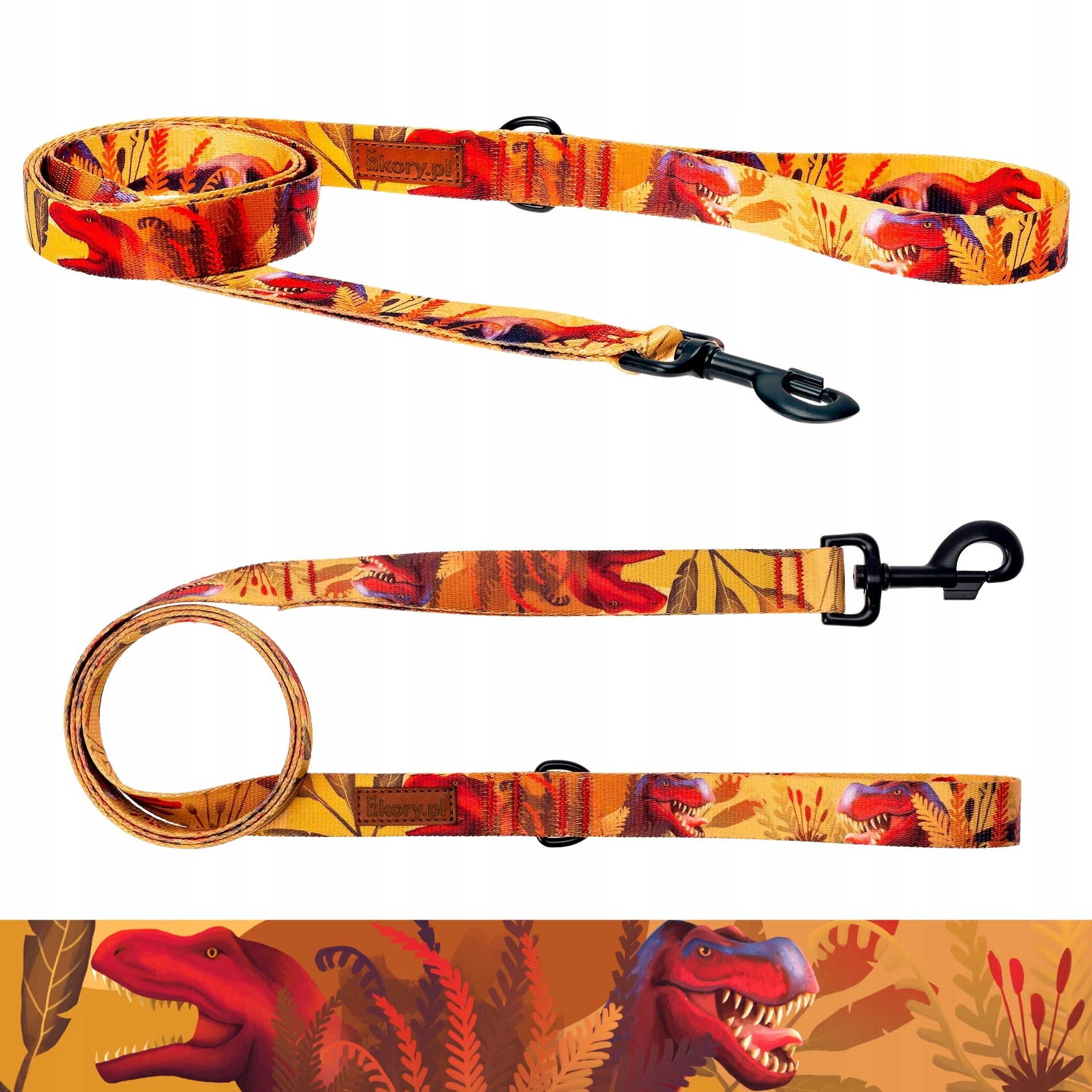 Walking leash for large dog over 20kg shepherd Ukory with DINO print