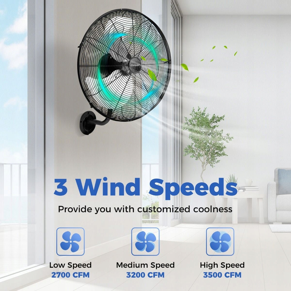 Wall Fan Black 120 W Costway ES10330DE Manufacturer code ES10330DE-BK