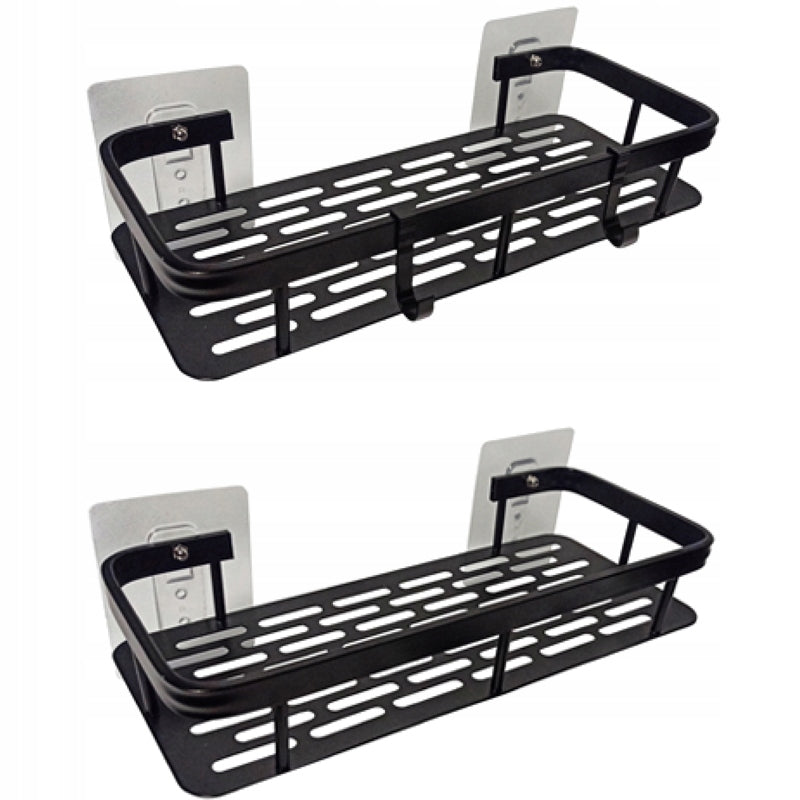 Wall Hanging Shelf Metal Black Bathroom Shower 2 Pcs