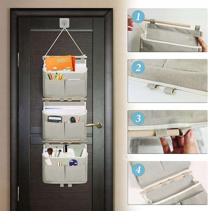 Wall Hanging Storage Organizer with 3 Pockets Set of 6pcs Packaging status original