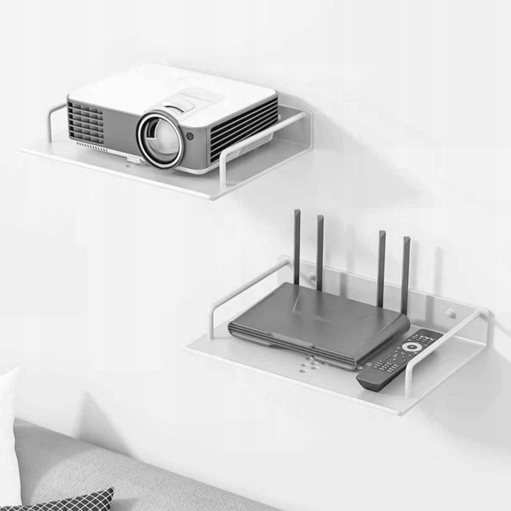 Wall Mount Projector Shelf Holder Multifunctional Router 28.5x21cm Silver Packaging status original
