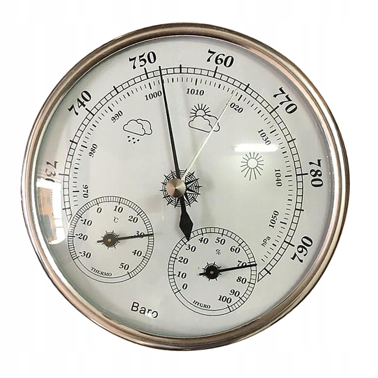 Wall Mounted Household Barometer Thermometer Hygrometer Weather Silver Medical device type medical device or in-vitro diagnostic medical device