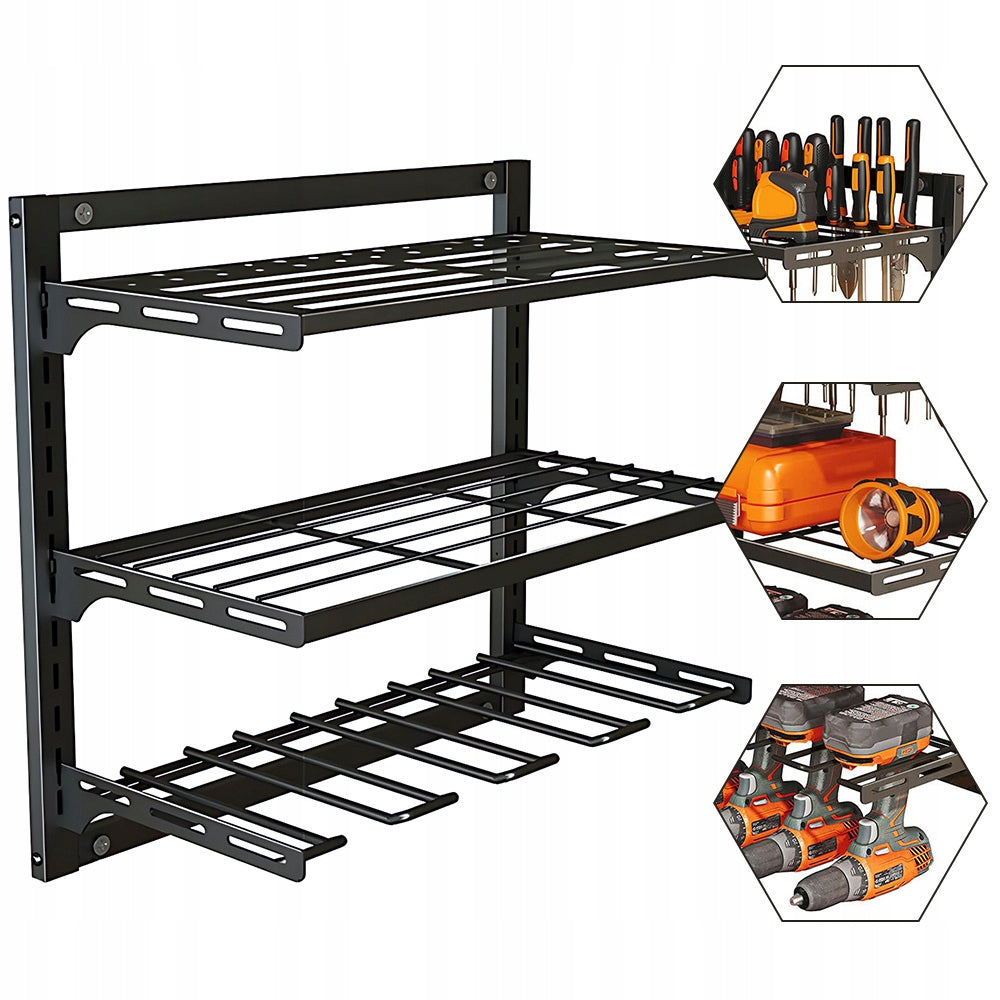 Wall Mounted Power Tool Organizer Rack 3 Tier Drill Screwdriver Holder