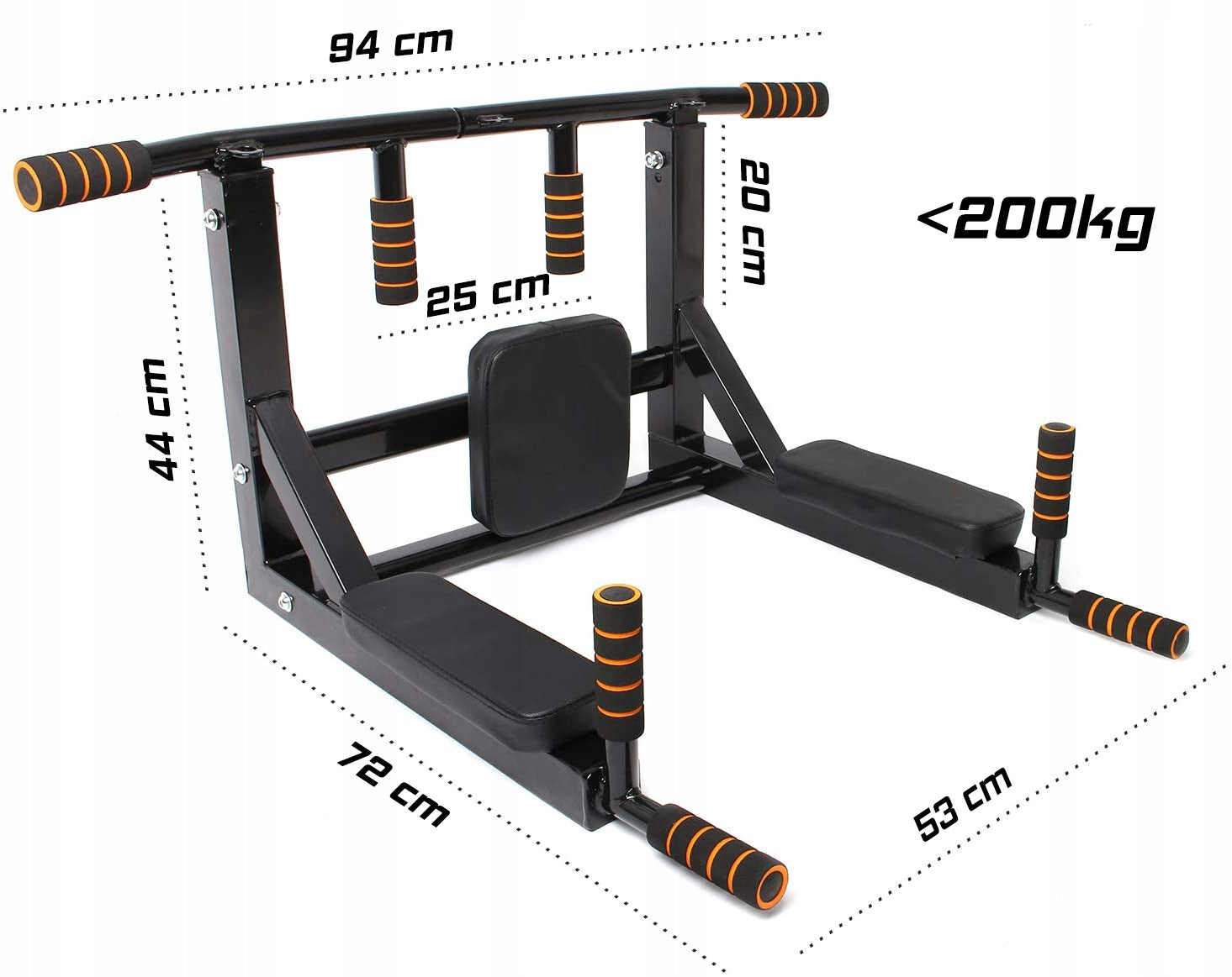 Wall Mounted Pull-Up Bar Steel Bag Holder Pro550 200Kg Fitness Maximum user weight 200 kg