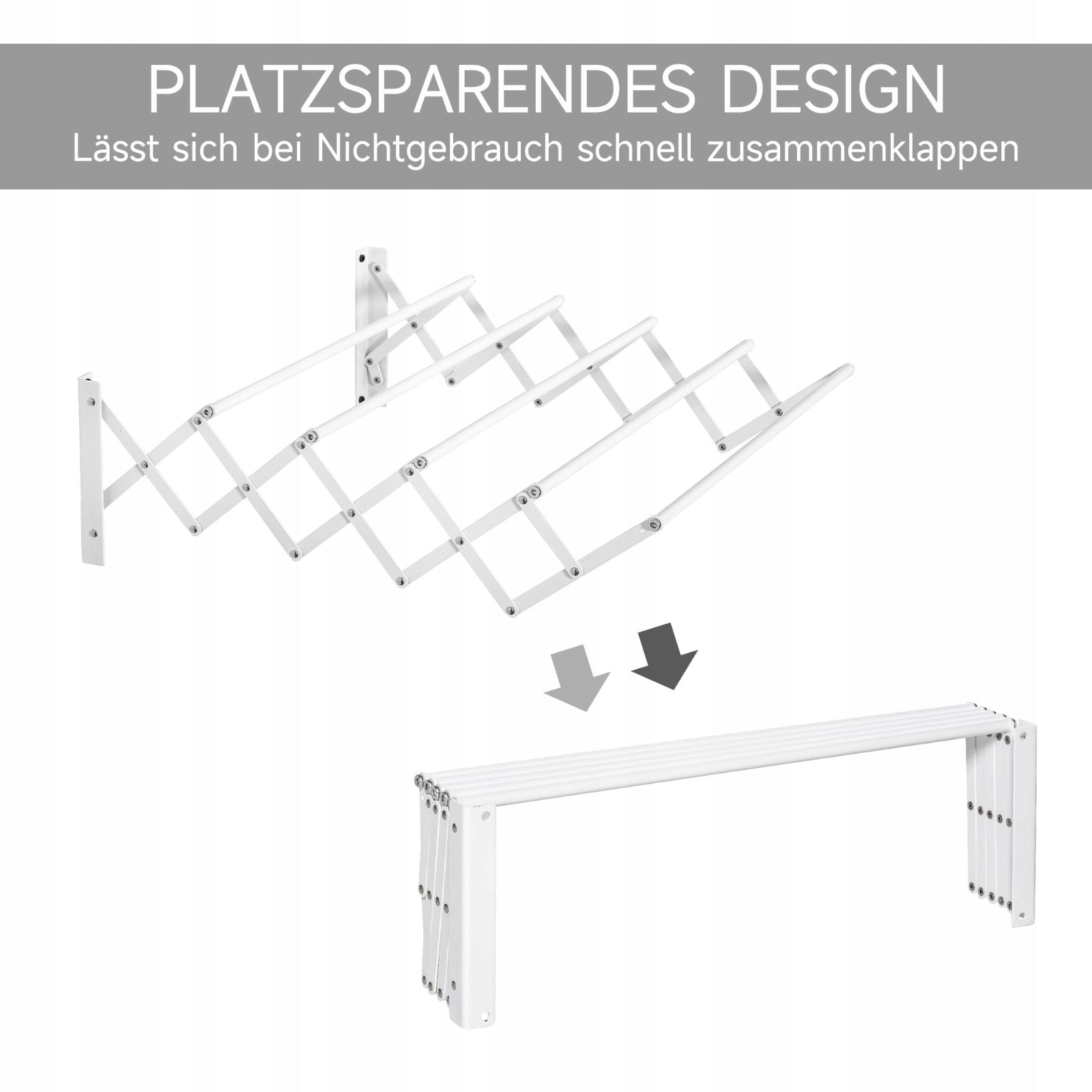 Wall dryer 63x60x20 cm fold-out metal white Unfolded width 1 cm