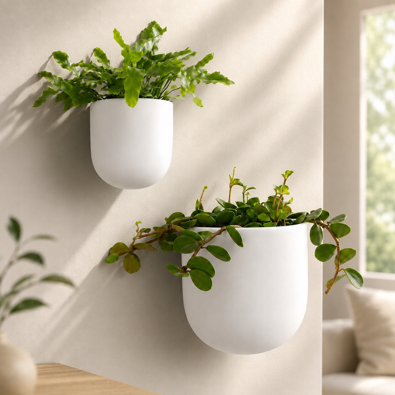 Wall hanging flower pot - ceramic - white - for balcony - Variants