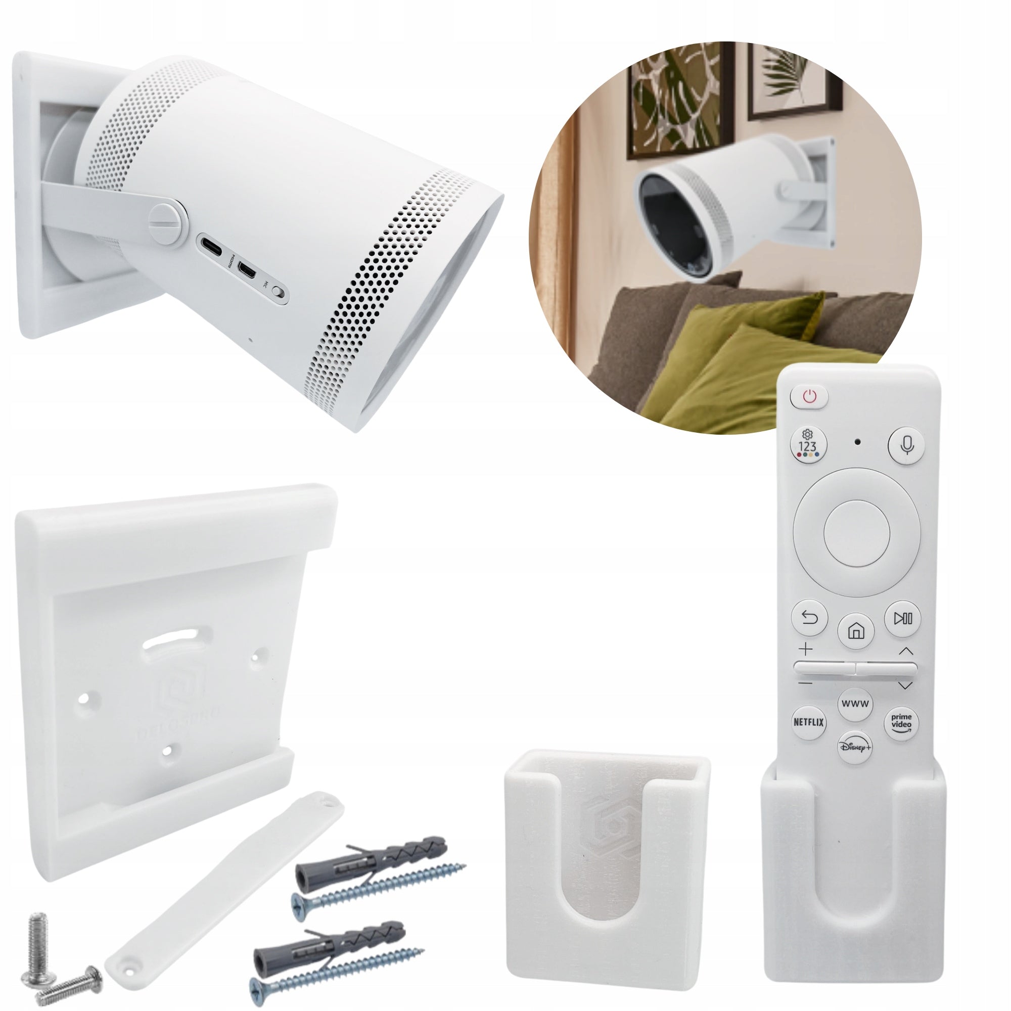 Wall mount and remote control kit for Samsung THE FREESTYLE GEN.2 Projector