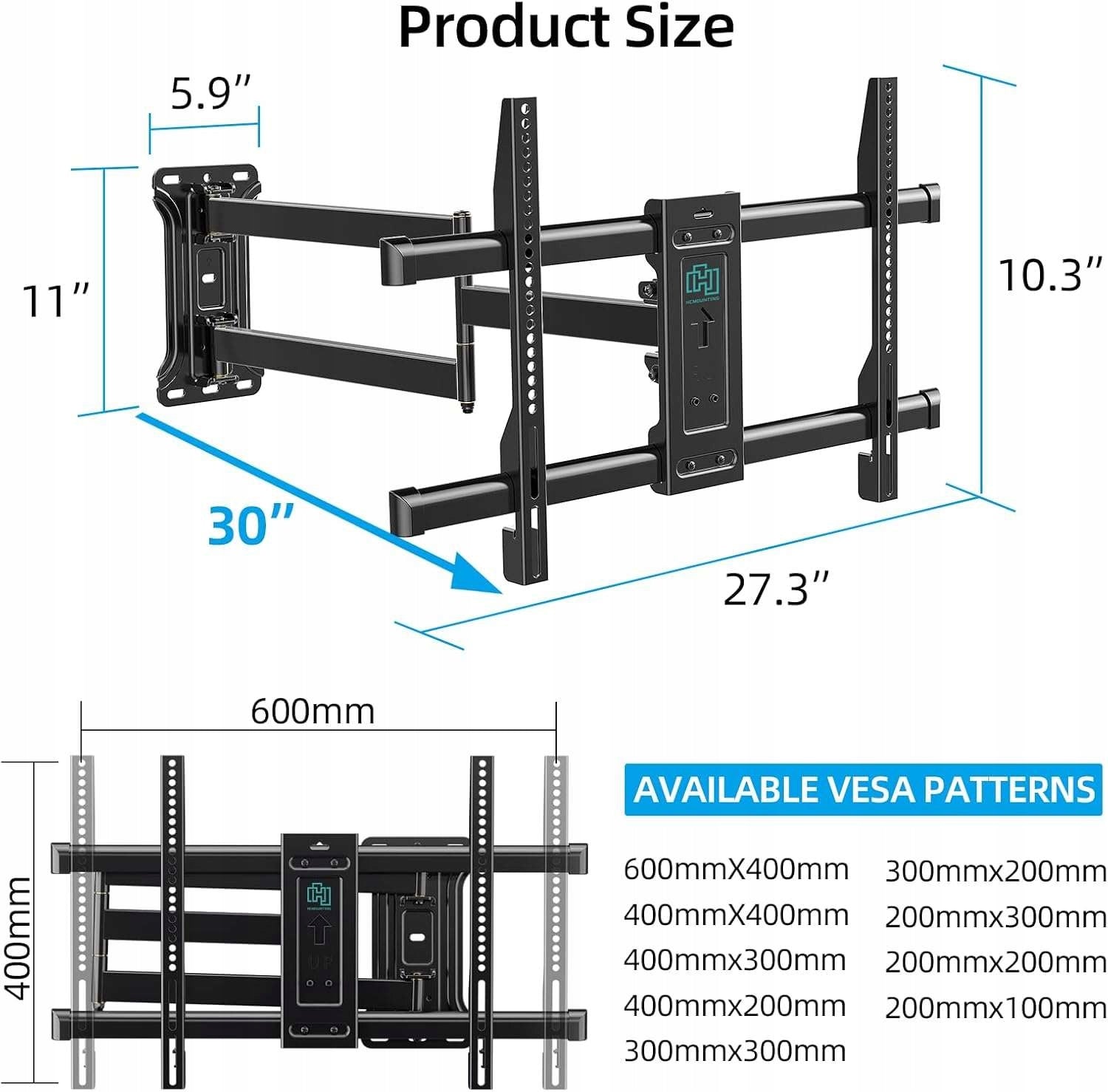 Wall mount for TV with long arm for TV 81.3 -203.2cm