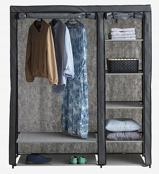 Wardrobe Dark Grey 149x174 with Shelf and Bar Dominant color gray