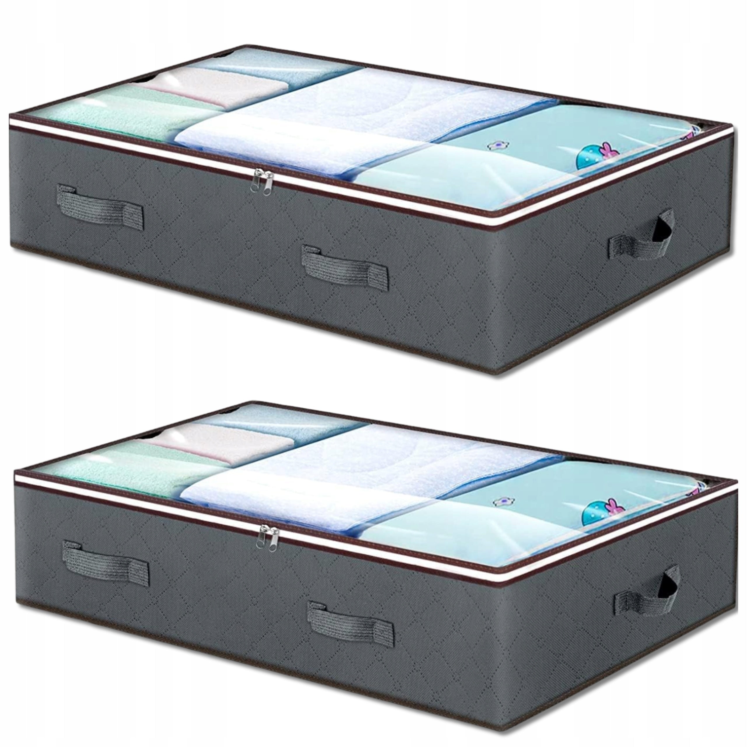 Wardrobe Drawer Organizer Set of 2pcs For Clothes Bedding Grey Protective Packaging status original