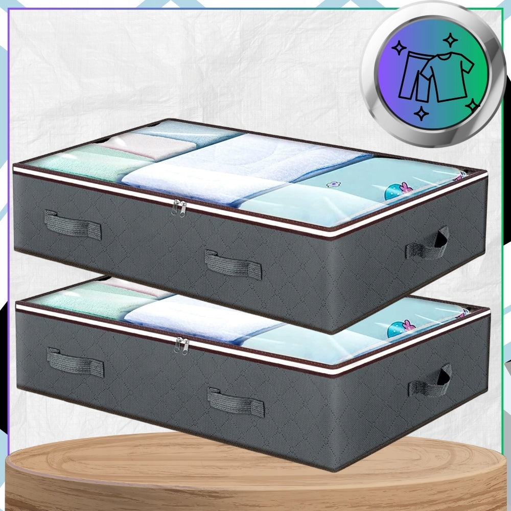 Wardrobe Drawer Organizer Set of 2pcs For Clothes Bedding Grey Protective Product width 50 cm