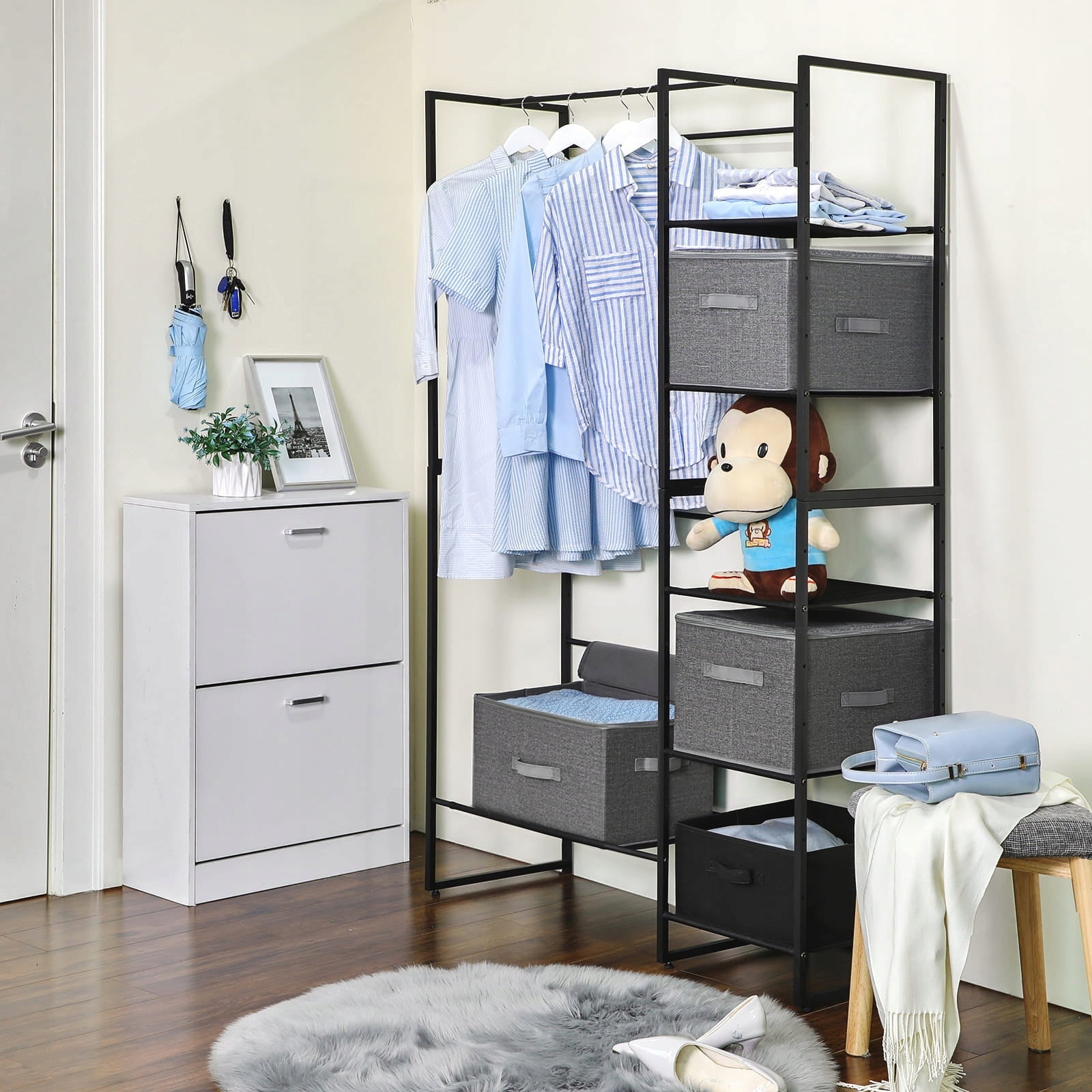 Wardrobe Organizer 3 Pcs 40x30x25 cm Lockable Clothes Boxes Bedding Length 30 cm