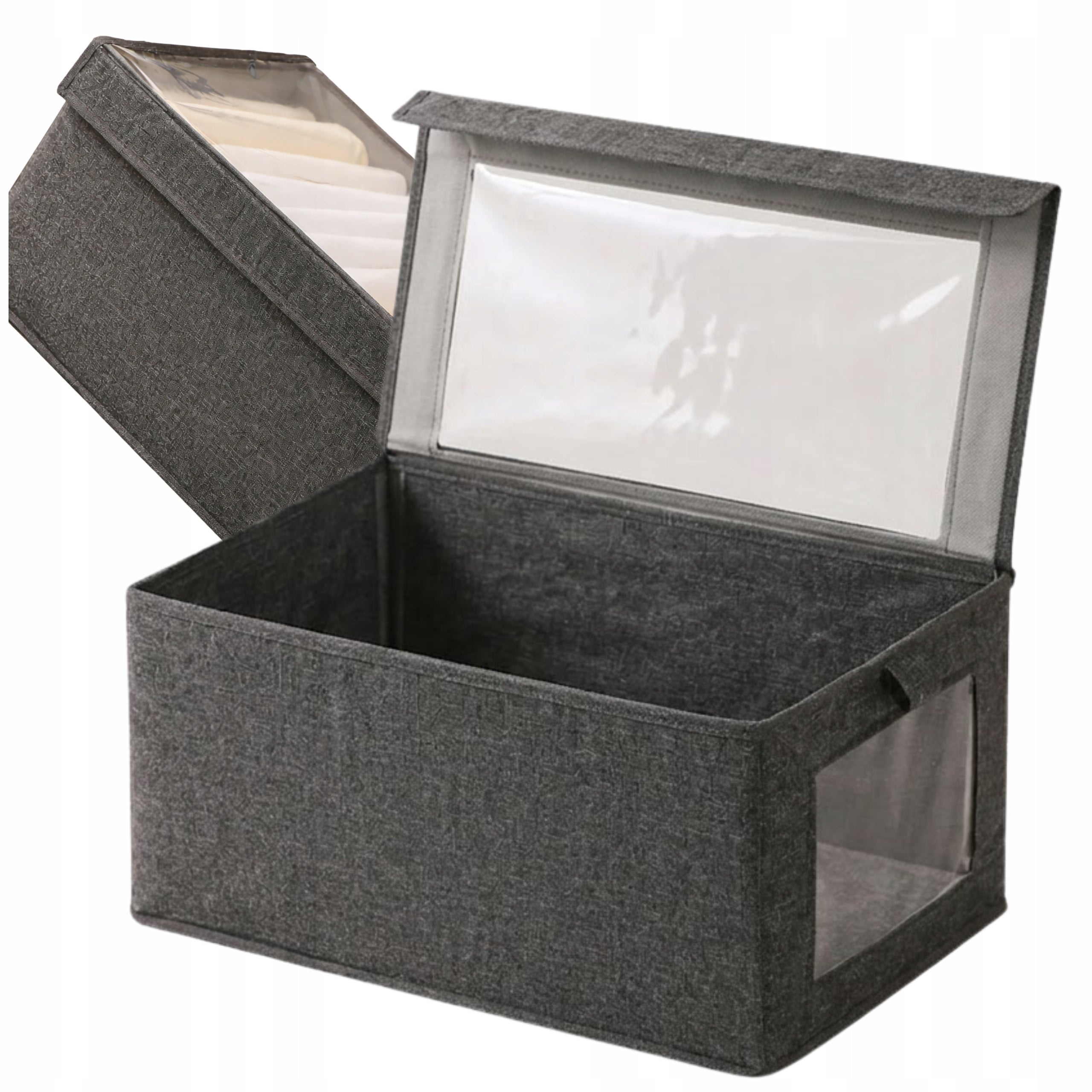 Wardrobe Organizer Textile Clothes Container with Lid 40x25x20 Grey Packaging status original