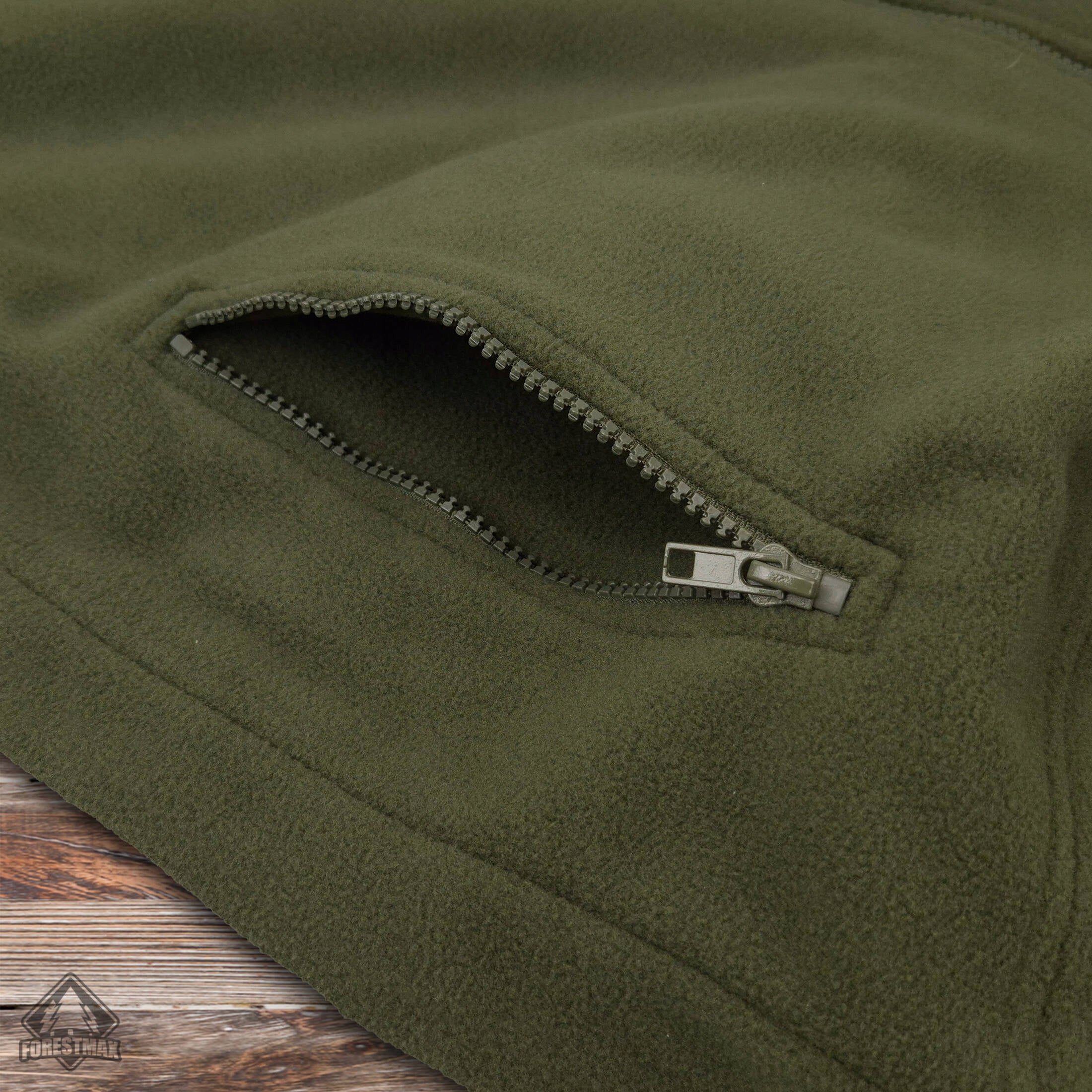 Warm khaki fishing fleece for gift for Fisherman patch KARP size XL Kind no hood open front