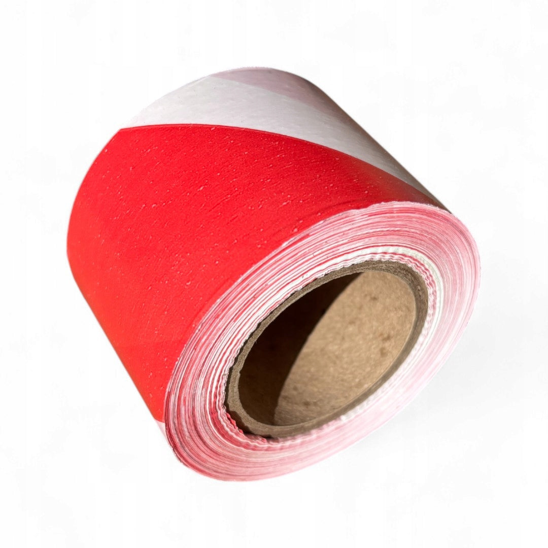 Warning tape white and red 100 m